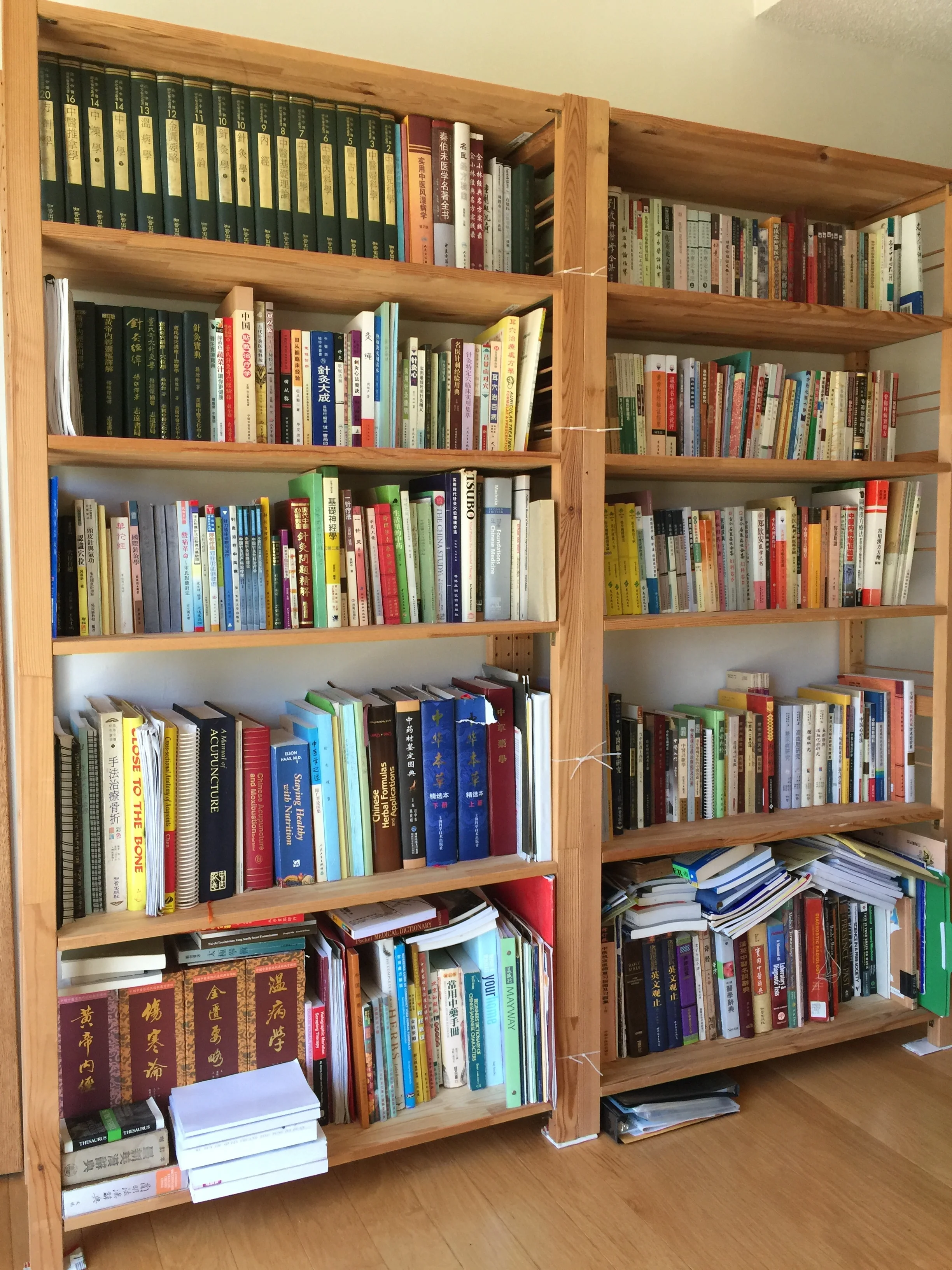 References shelves from Dr. Chin Acupuncture Clinic