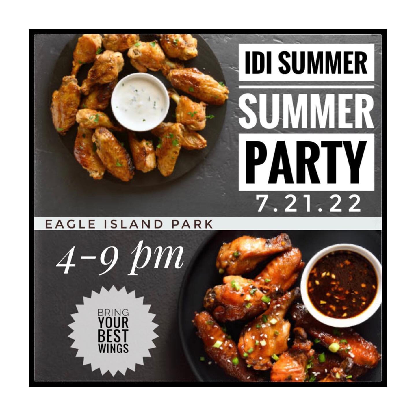 When:

4 :00 - Let's Play! - We will have water related games.

6:00 - Let's Eat! - Bring your wings to be judged at the cook-off. Drinks, salad, &amp; dessert will be provided. Thank you to Blueprint Specialties for sponsoring the adult beverages.

