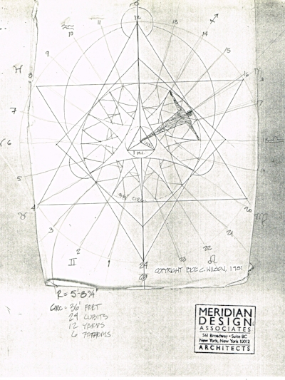An exploration of the coinciding patterns of the proportions of the human body, our 12-based time keeping tradition, and the sacred geometry of a circle drawn at the radius of a person’s height. Turns out such a circle, made using anyone’s height, will have a circumference of about 6 of their spans, 12 of their yards, 24 of their cubits and 36 of their feet. The triangle you see at the center is one megalithic yard to a side. Where a common yard is finger tip to center of chest, a megalithic yard (common measurement of many megalithic structures) is from finger tip to shoulder, the way you measure string. This same pattern can measure the day, by hours, from sunrise to sunset. In the Latitude of NYC it happens that, from any standing place, the most northerly summer sunrise is 30 degrees north of east, coinciding with the actual times of sunrise and sunset on a 24 pointed mandala.