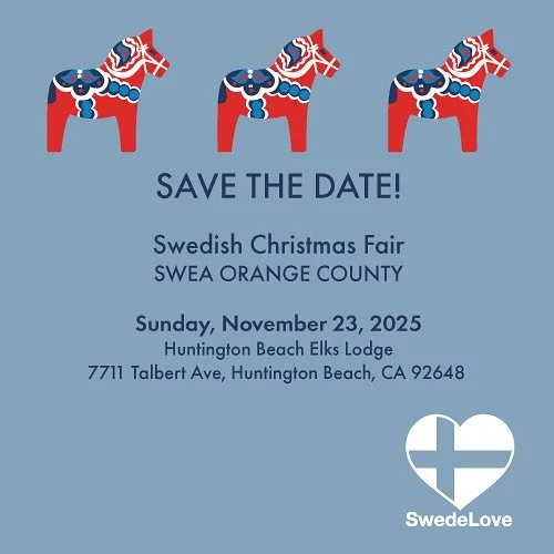 This is not a drill! Mark your calendars for the 2025 Swedish Christmas Fair! Sunday, November 23rd! Lots of cute Scandinavian Christmas Crafts, Santa Lucia, and Santa will be making an appearance. Food and Candy too. And of cours,e Swede Love will b
