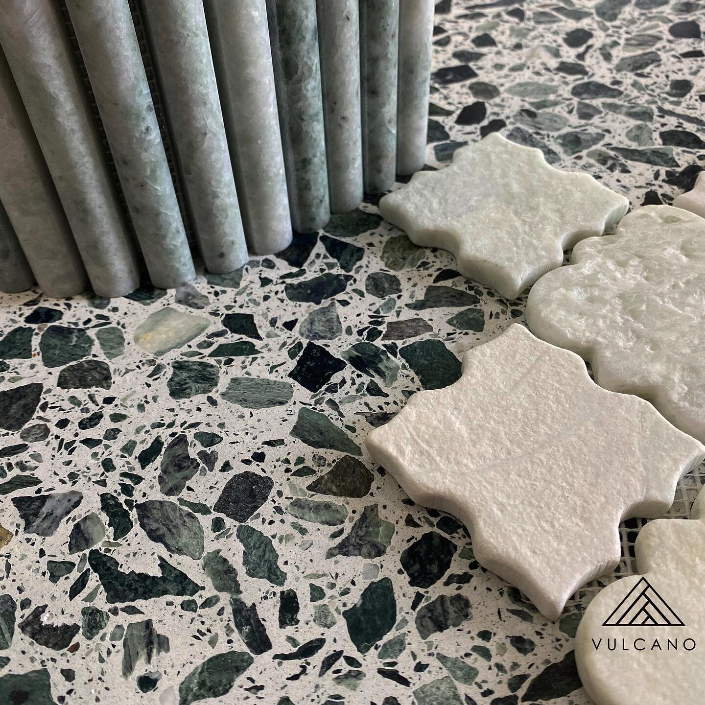 Contemporary forms natural green stone. Always stunning and waiting for your project. Design and surface treatment by Vulcano.