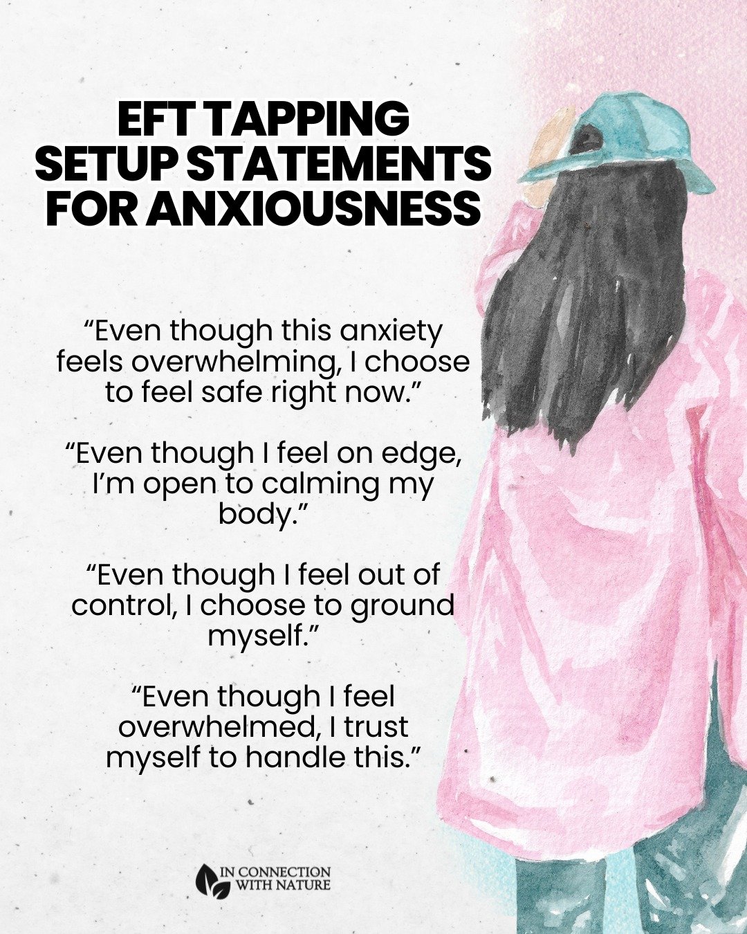 Anxiousness can feel overwhelming in both your mind and body, keeping you stuck in cycles of overthinking, worry, and tension.

EFT tapping can help you release this emotional intensity. By tapping on specific acupressure points while acknowledging y