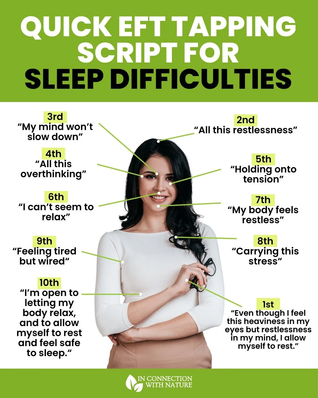 Struggling to fall asleep or quiet your mind at night? 🌙

This short EFT tapping script for sleep difficulties is designed to help you calm your nervous system, release built-up tension, and gently guide your body into a more relaxed state. Use it w