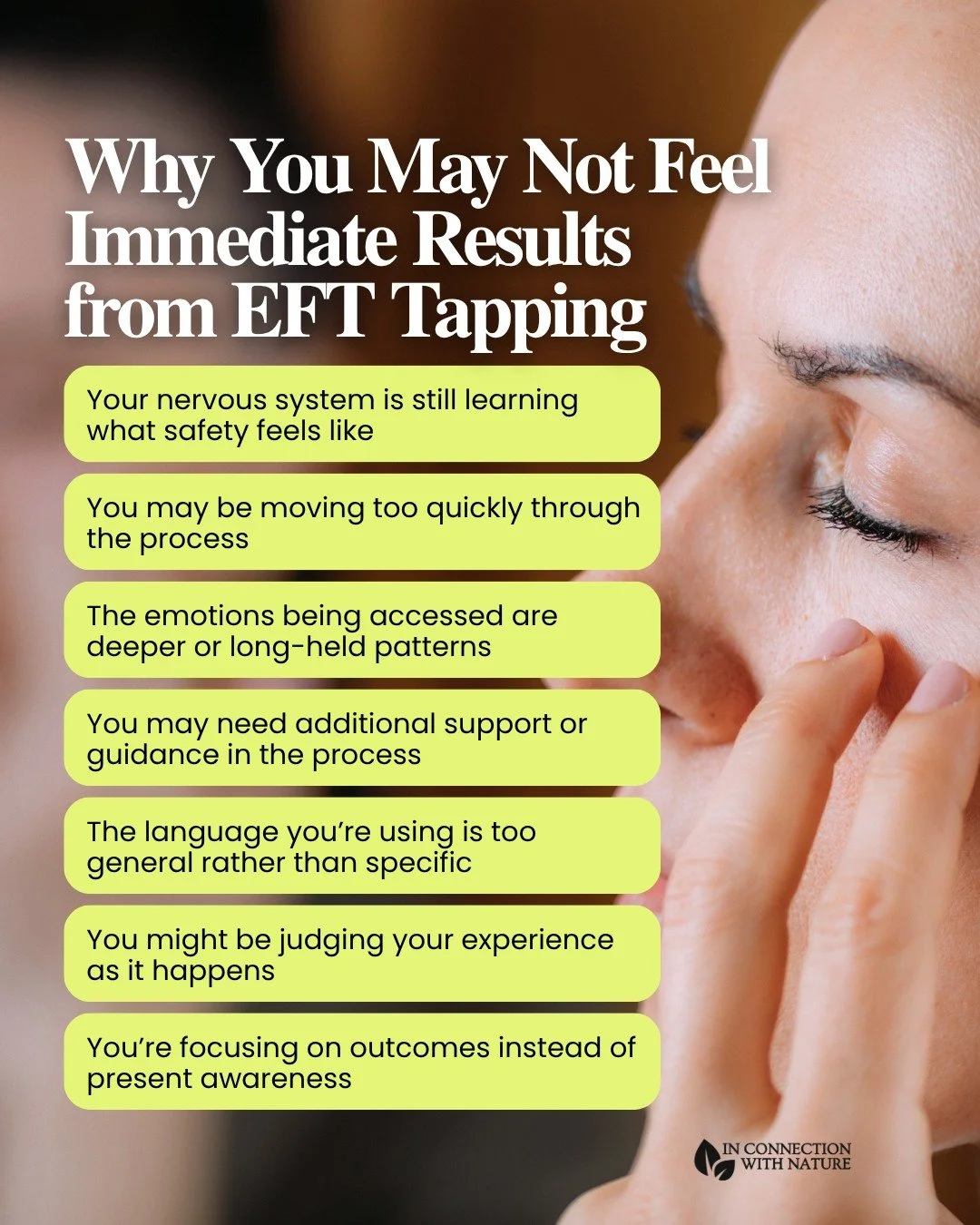 Not feeling immediate results with EFT tapping is actually more common than people think.

Healing work, especially when it involves the nervous system, doesn&rsquo;t always create instant shifts. Sometimes the process is more subtle, unfolding gradu