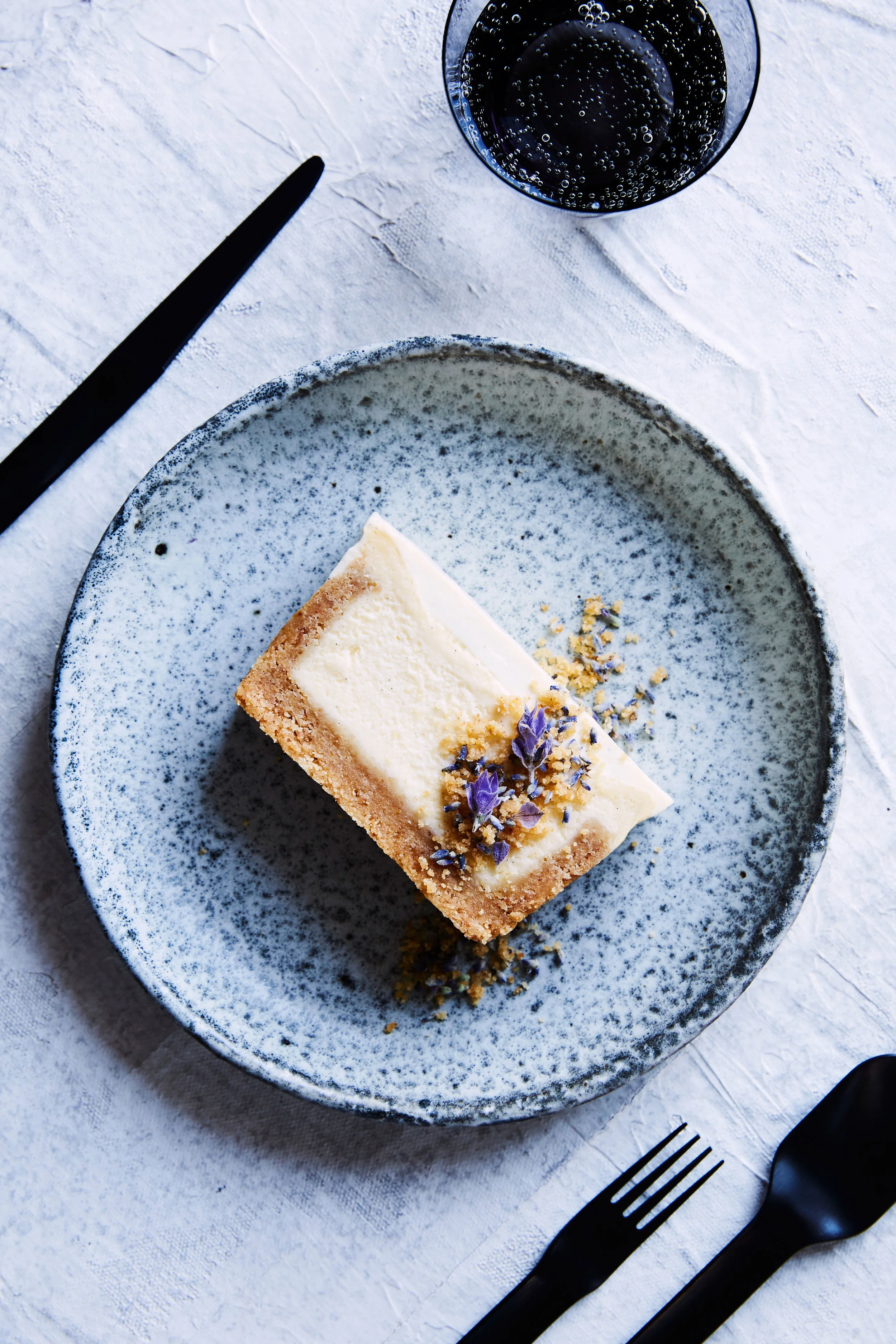 French Cheesecake with Lavender Crumb