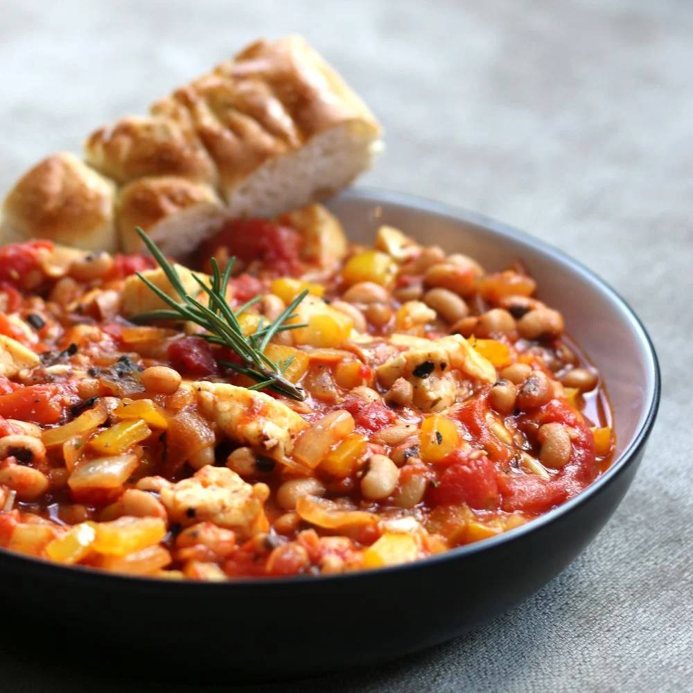 Halloumi, Bean and Vegetable Stew