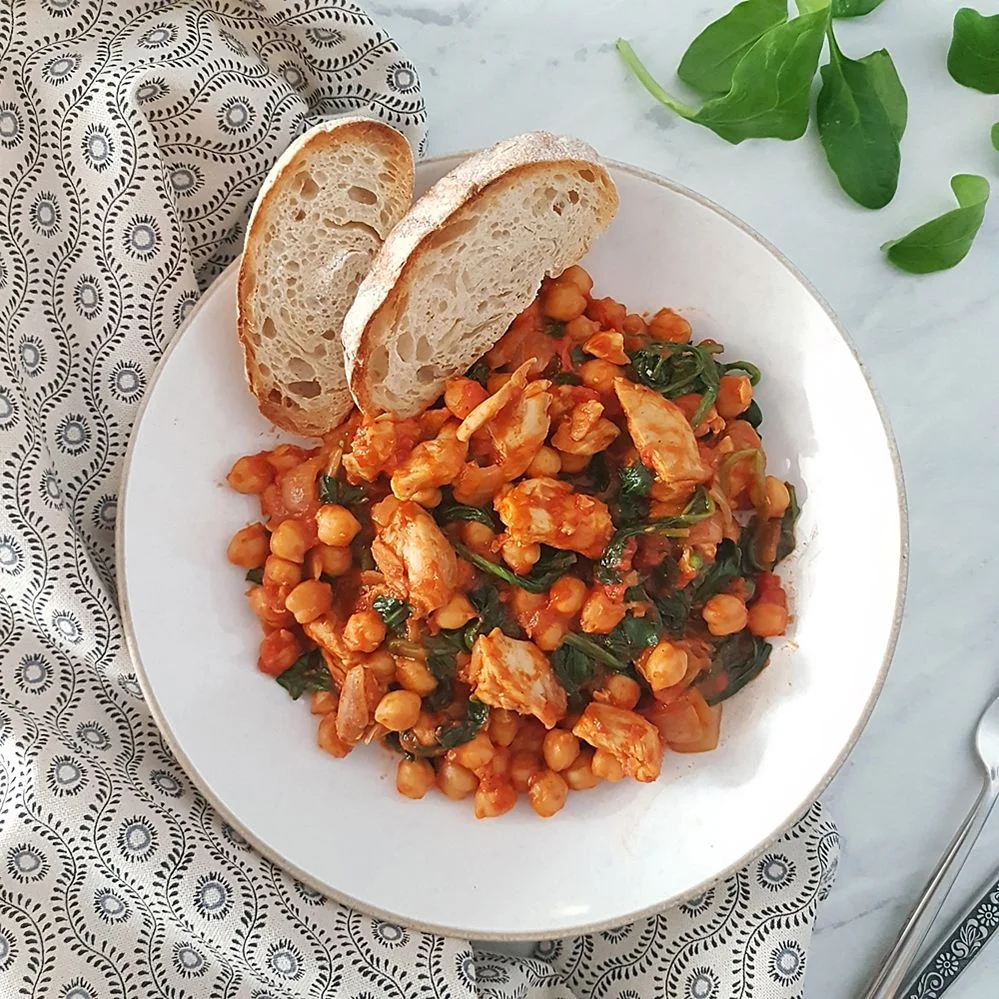 North African Chicken, Chickpea and Tomato Skillet
