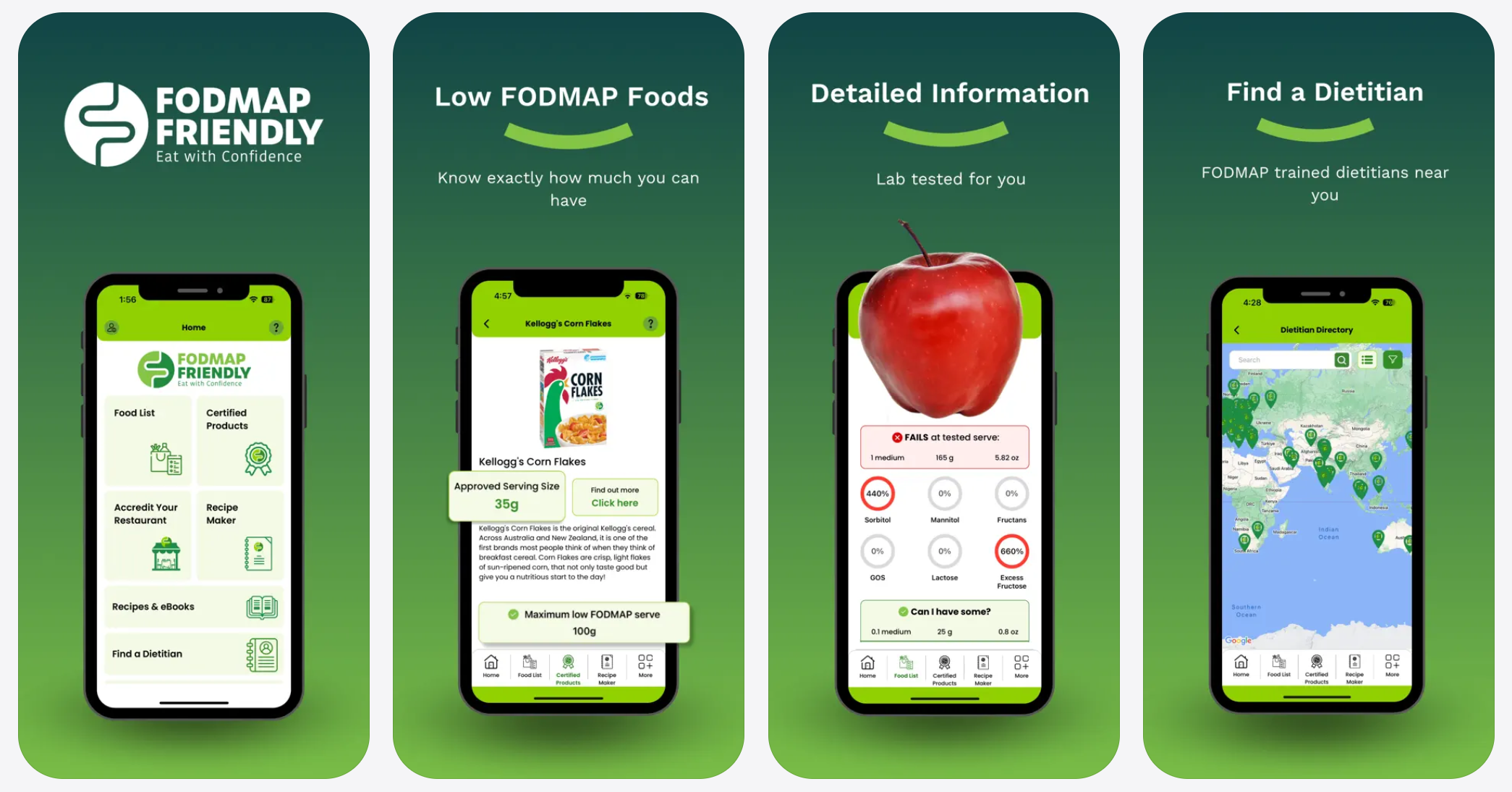FODMAP Friendly app review showing the barcode scanner and lab-tested certification for branded low FODMAP supermarket products