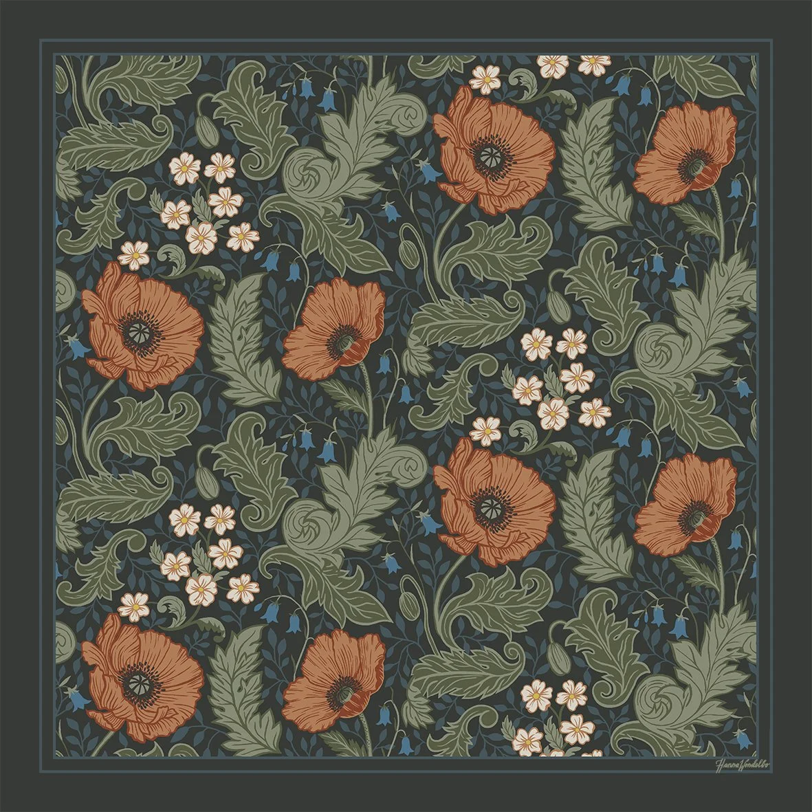 POPPY SCARVES 100% SIDEN