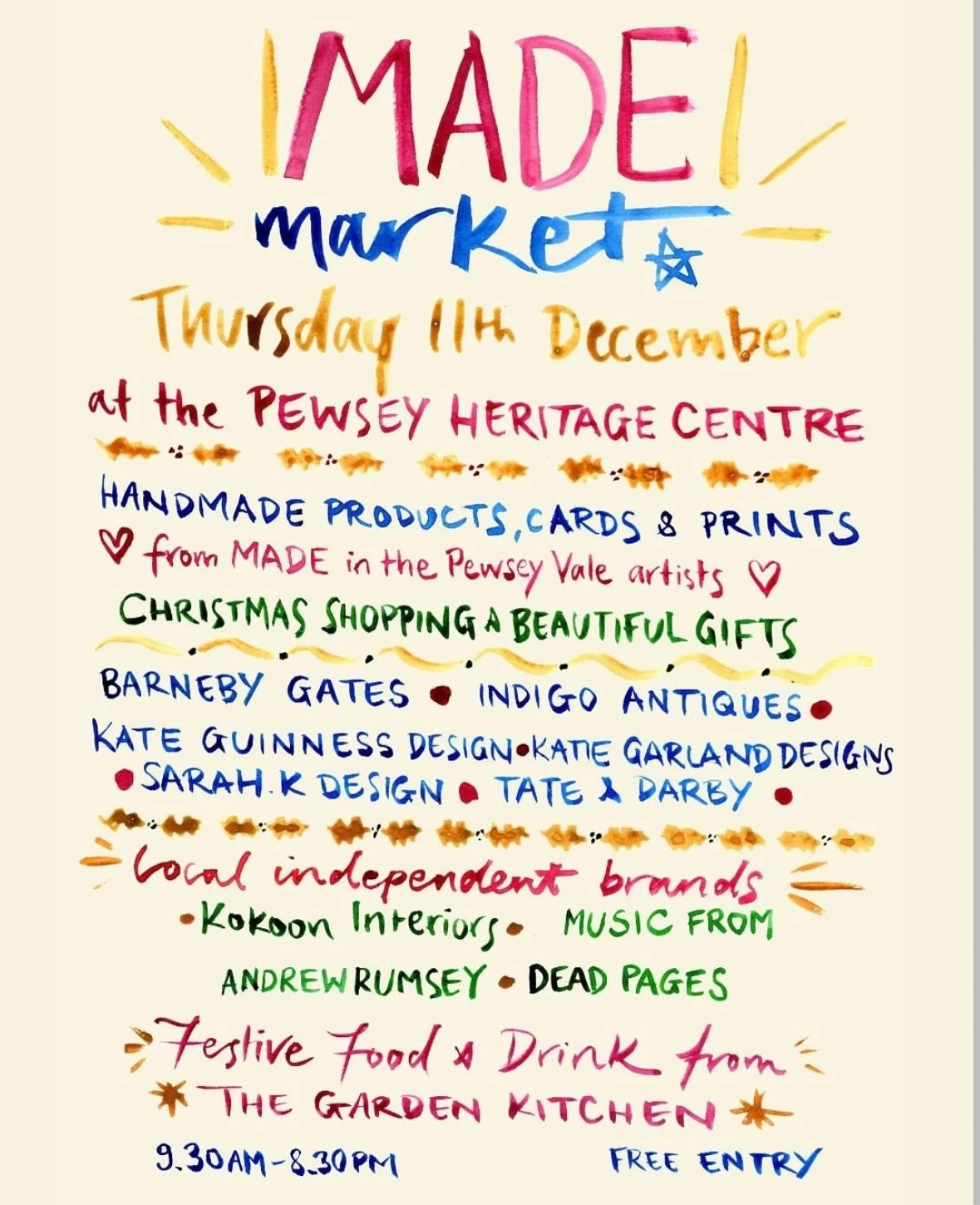 🎄 We&rsquo;re so excited to be at the MADE Market this Thursday 11th December at the Pewsey Heritage Centre! 🎄 

We will be joining the Pewsey Interior Trail favourites @barnebygates, @indigoantiques, @kateguinessdesign, @katiegarlanddesigns, @sara