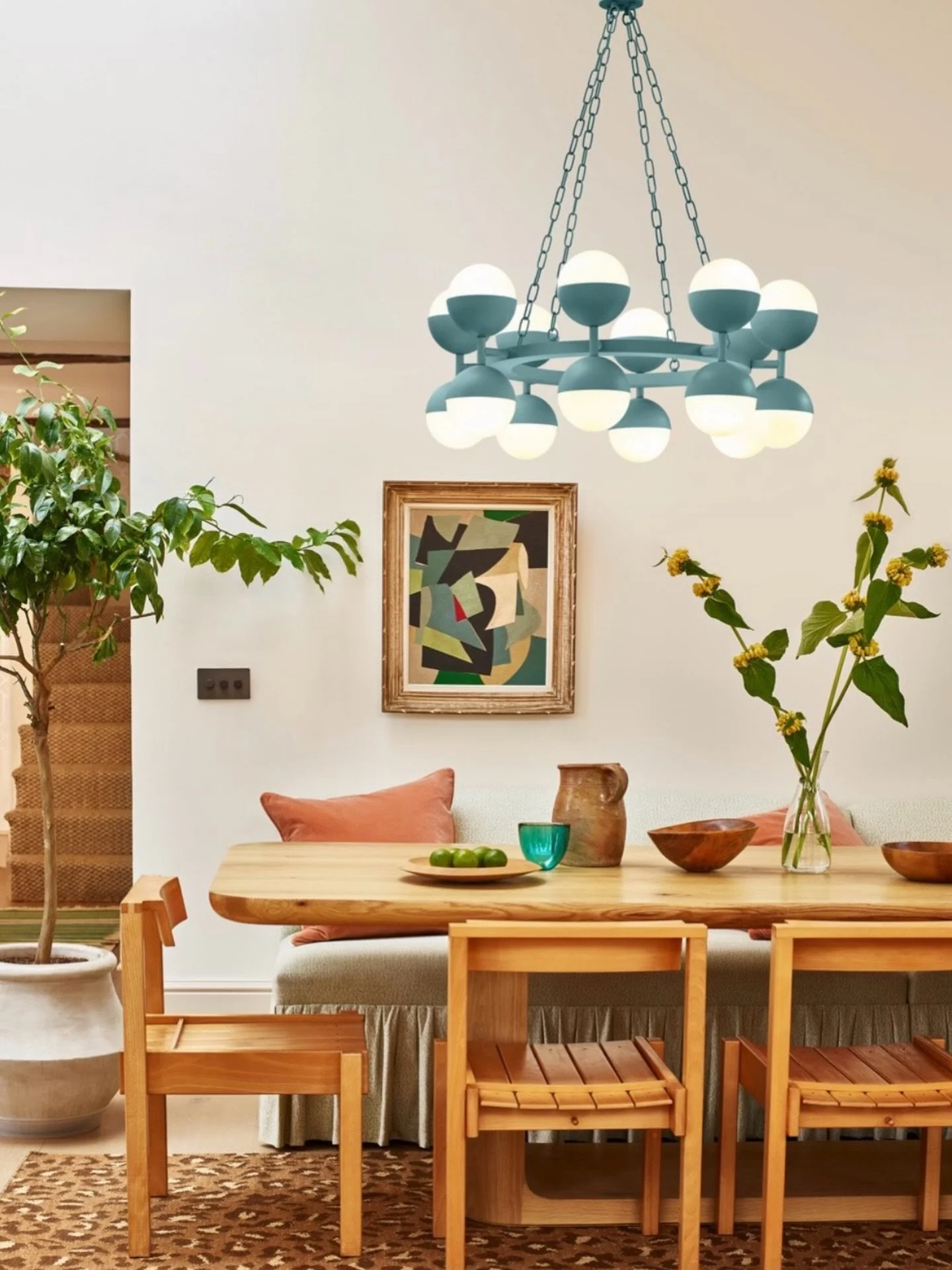 This is your sign to go bigger on lighting.

And then&hellip;anchor it with a rug that quietly does the rest&mdash;pattern, warmth, and balance for your dining table (yes - even if it lives in your kitchen!)

Not sure what size you need? DM us&mdash;