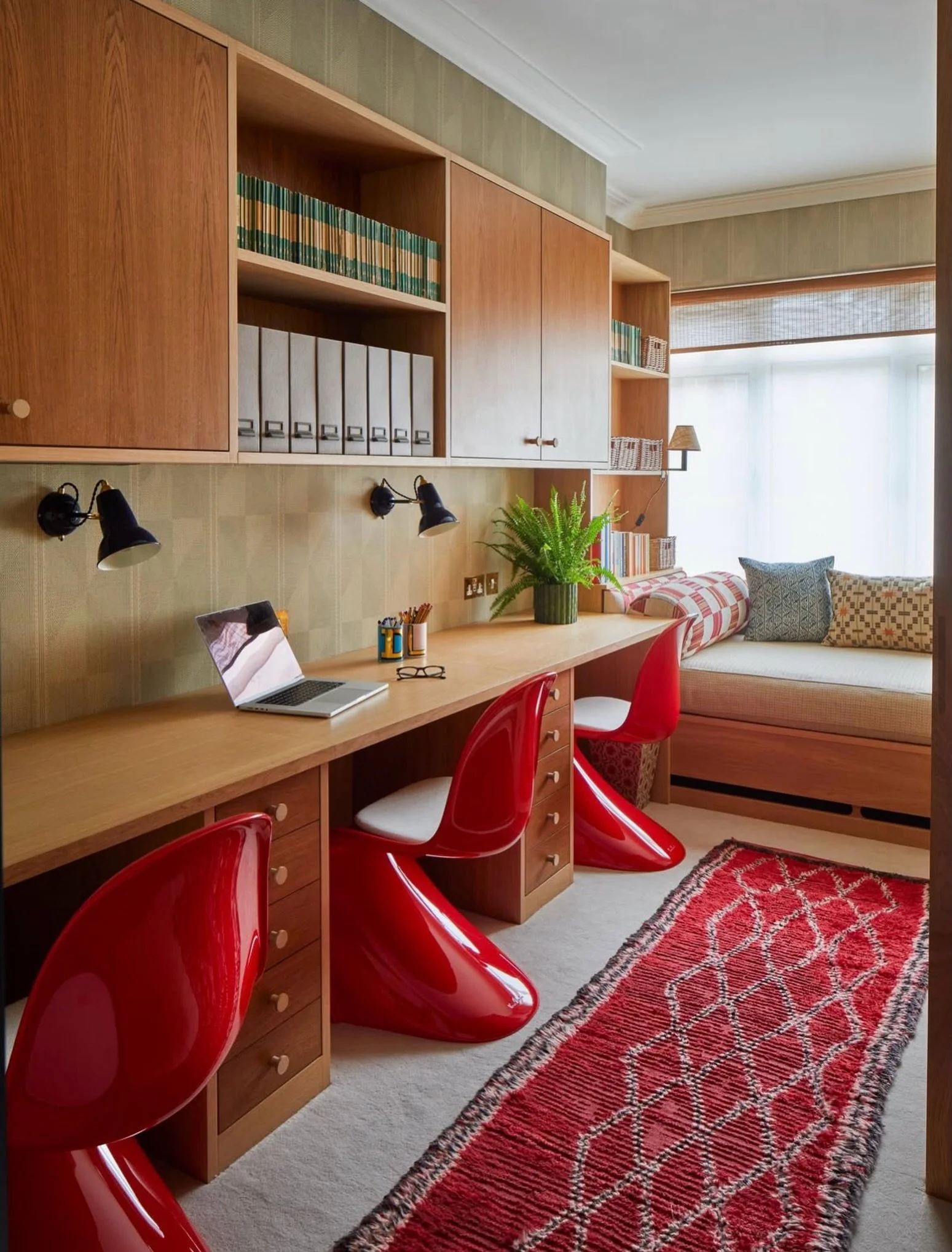 Working from home in style! 

A workspace should feel inspiring, not clinical. The warmth of wood, layered textures and one of our handmade rugs completely shifts the mood of this room &mdash; making it somewhere you actually want to spend time. 

Th