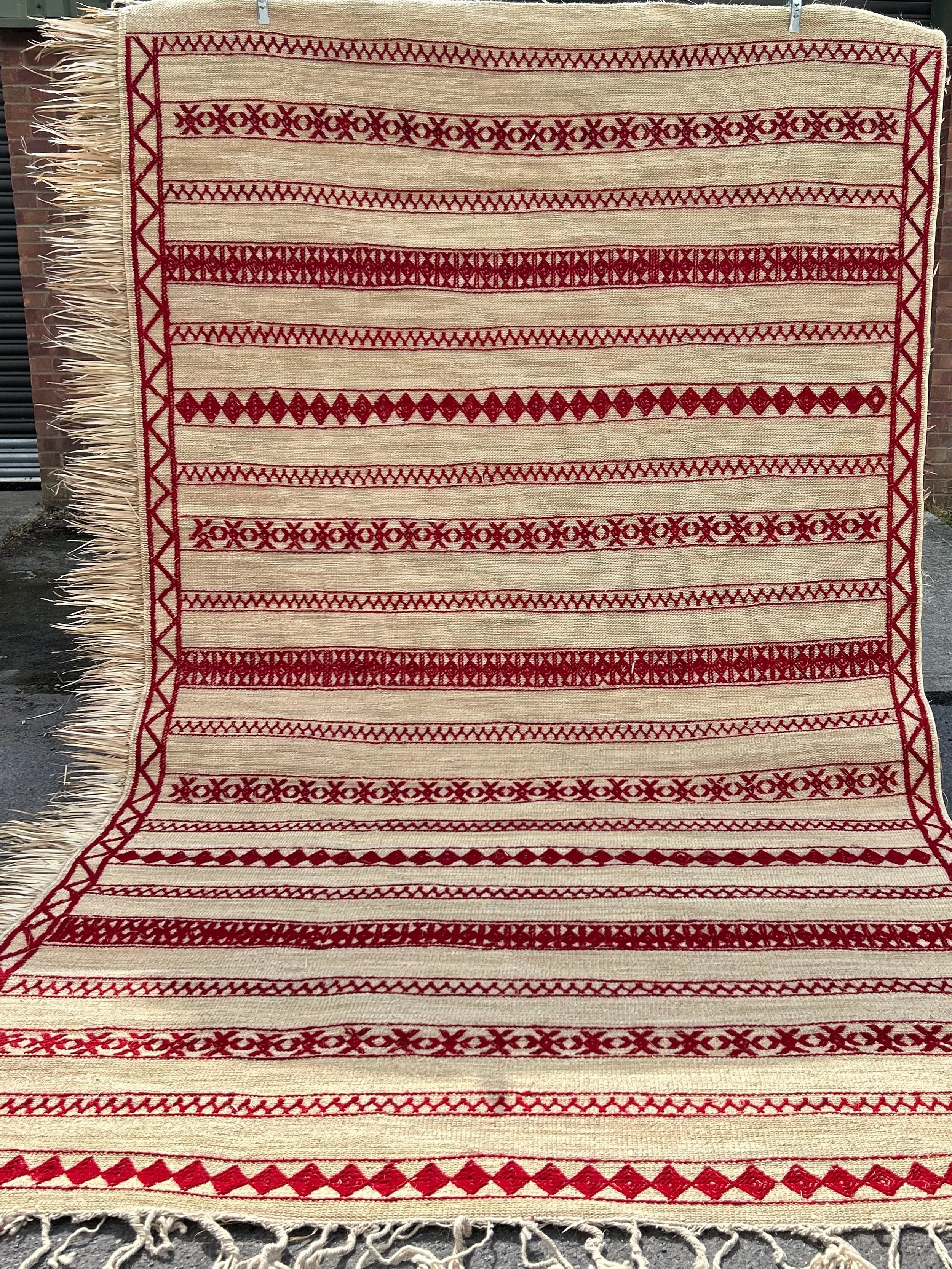 I am so in love with these palm and wool rugs from Morocco which are now live on the website and ready for their new homes! 
The first one is a real statement piece&mdash;a biggie that would look incredible in the right space, whether indoors or out.