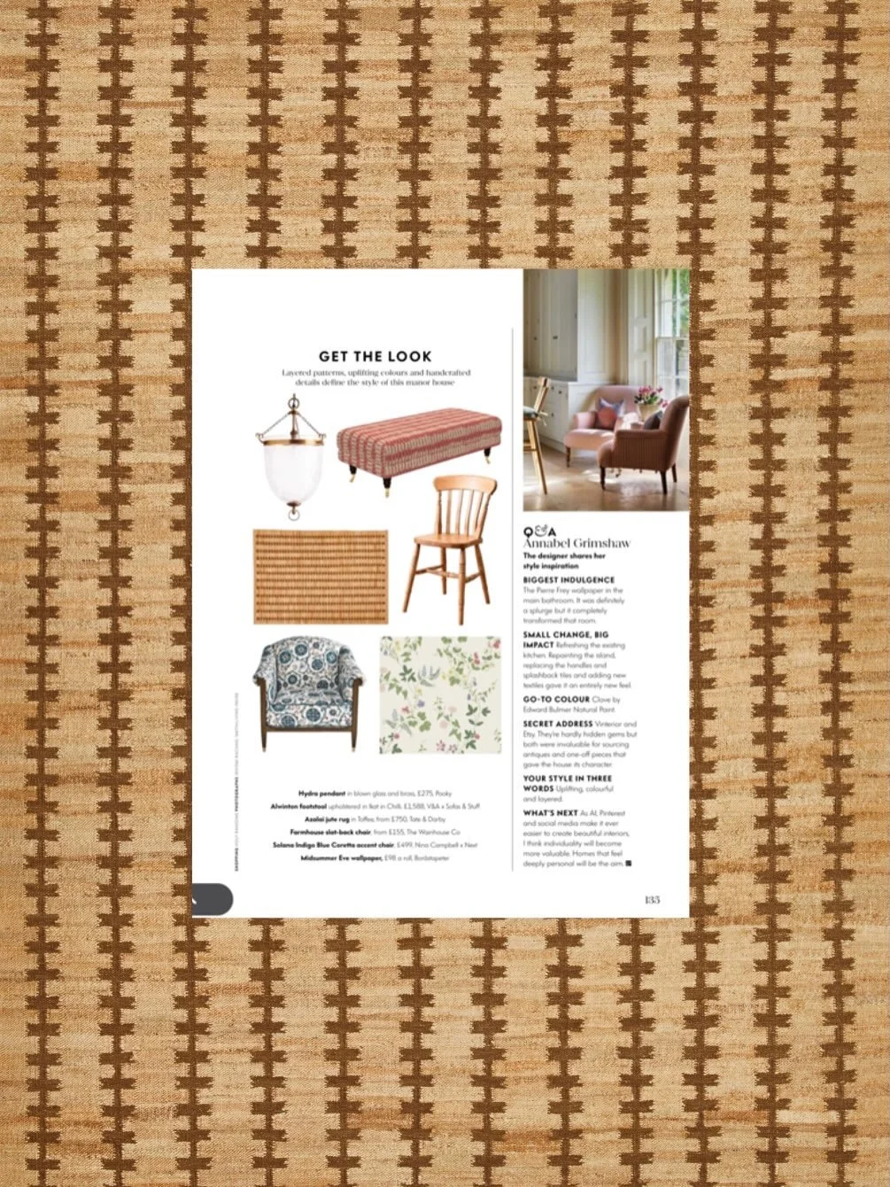 Ooh that has made my Sunday evening- seeing one of my latest designs from the Atlas Collection, the Azalai in @homesandgardensofficial 
Thank you so much! 😊
 
#juterugs #handwoven #rugs #tateanddarby