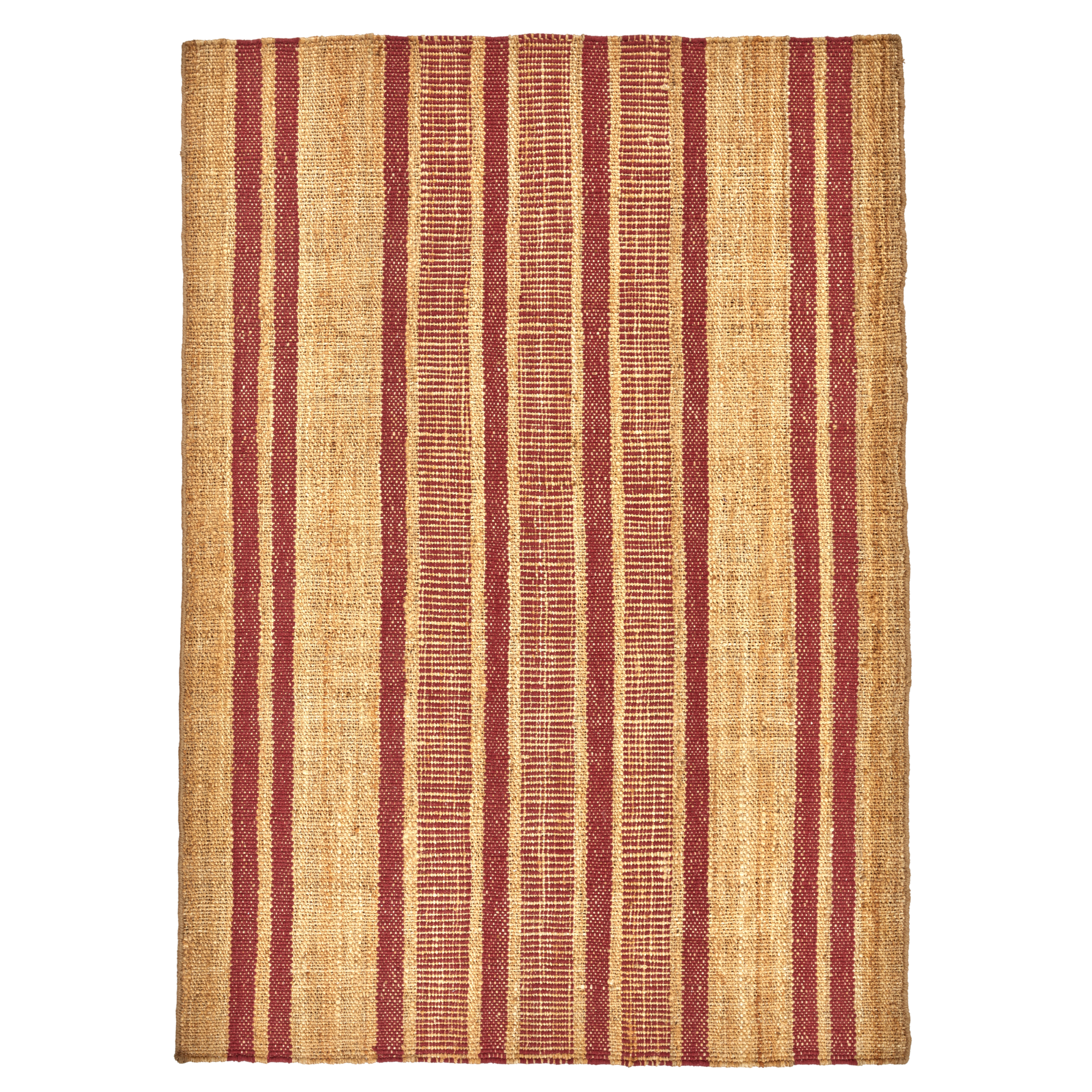 Shore Stripe - Jute and Wool - Red