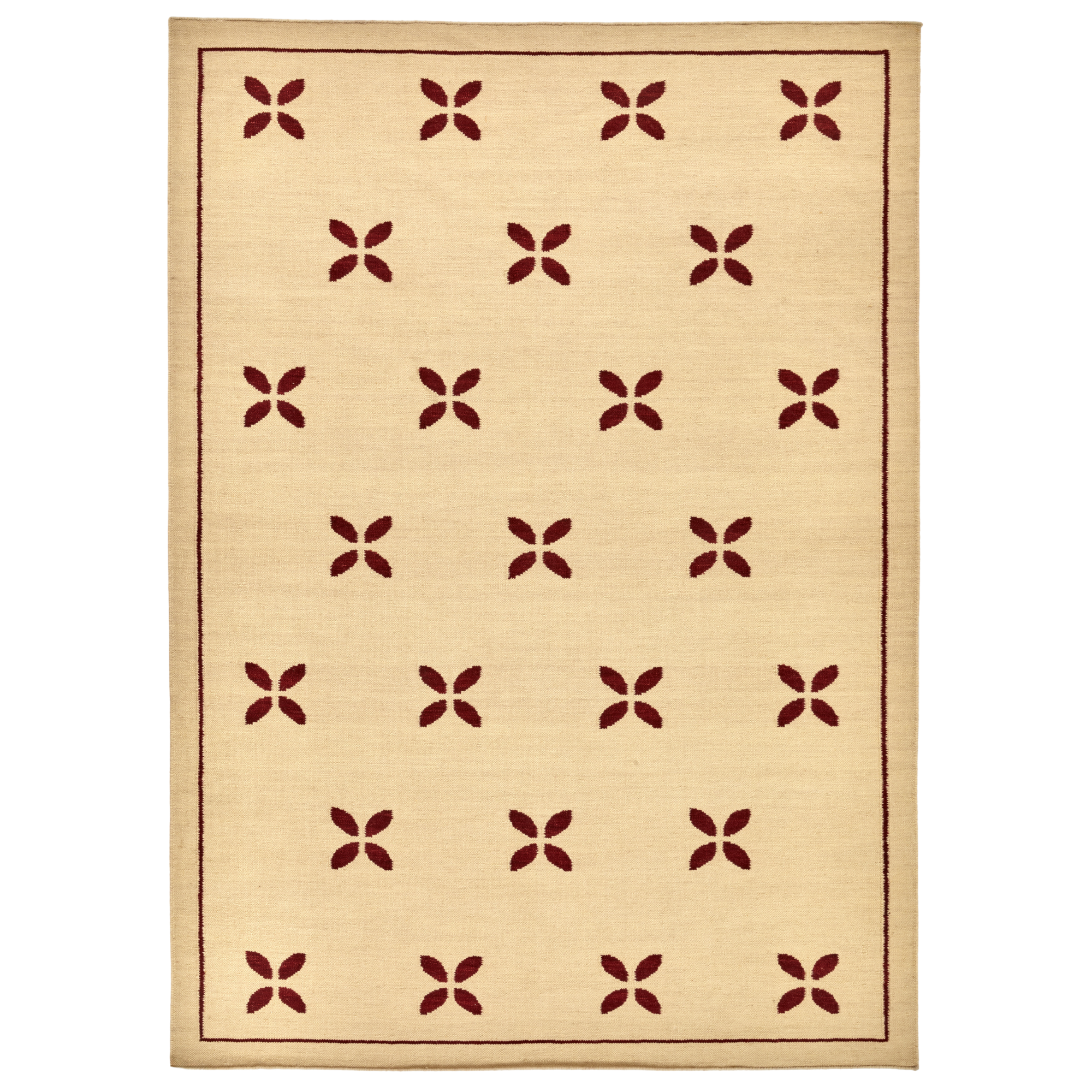 Zella - Wool  Rug- Cream with Cherry
