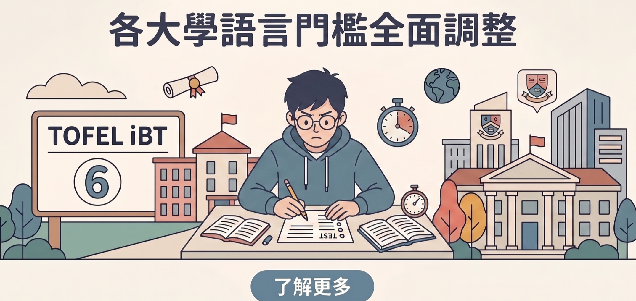 【托福改制正式上線！】6分制時代來臨，各大學語言門檻全面調整