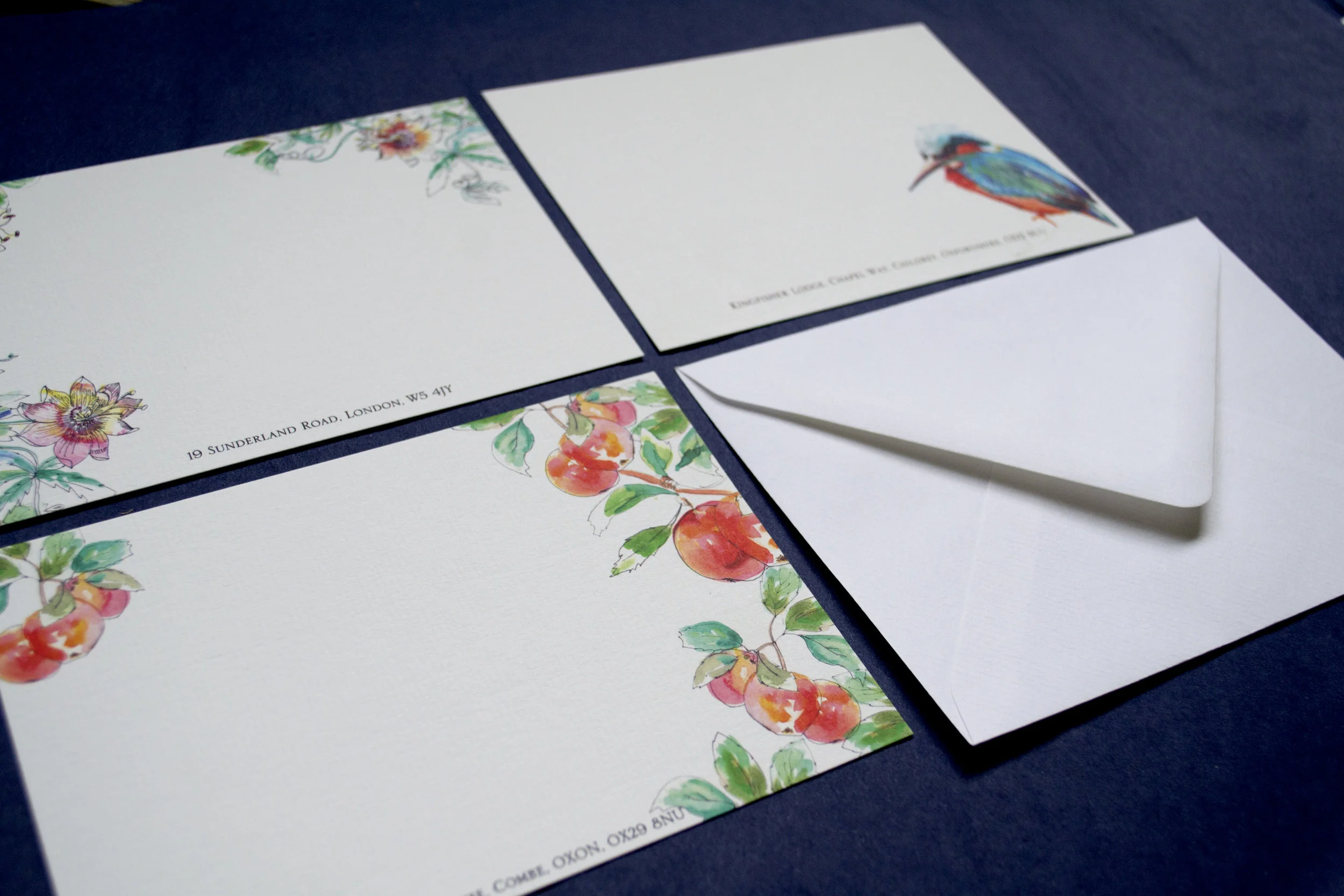 bespoke address cards with apples on