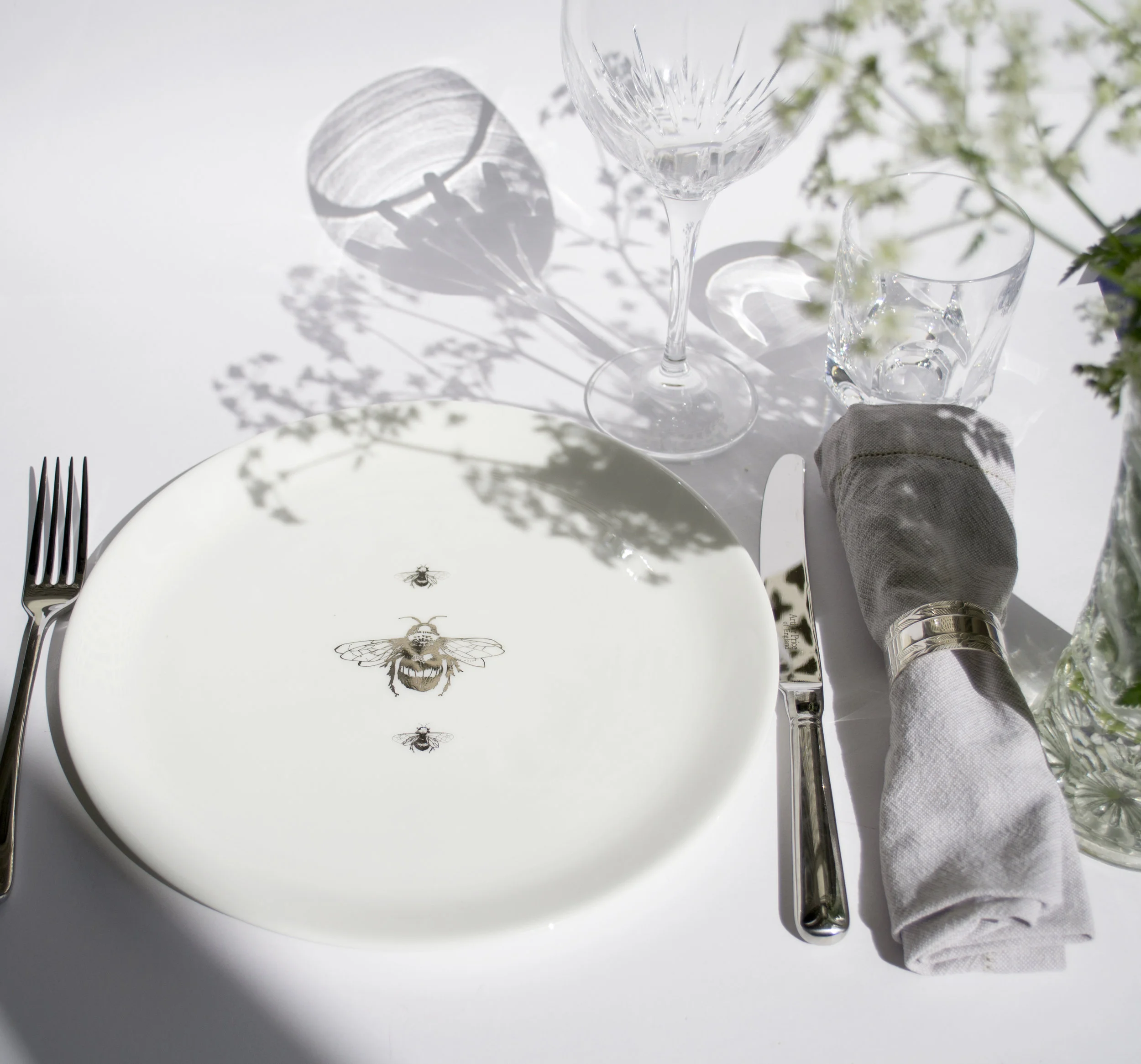 silver platinum bee plate dinner plate serving plate isabel fishlock