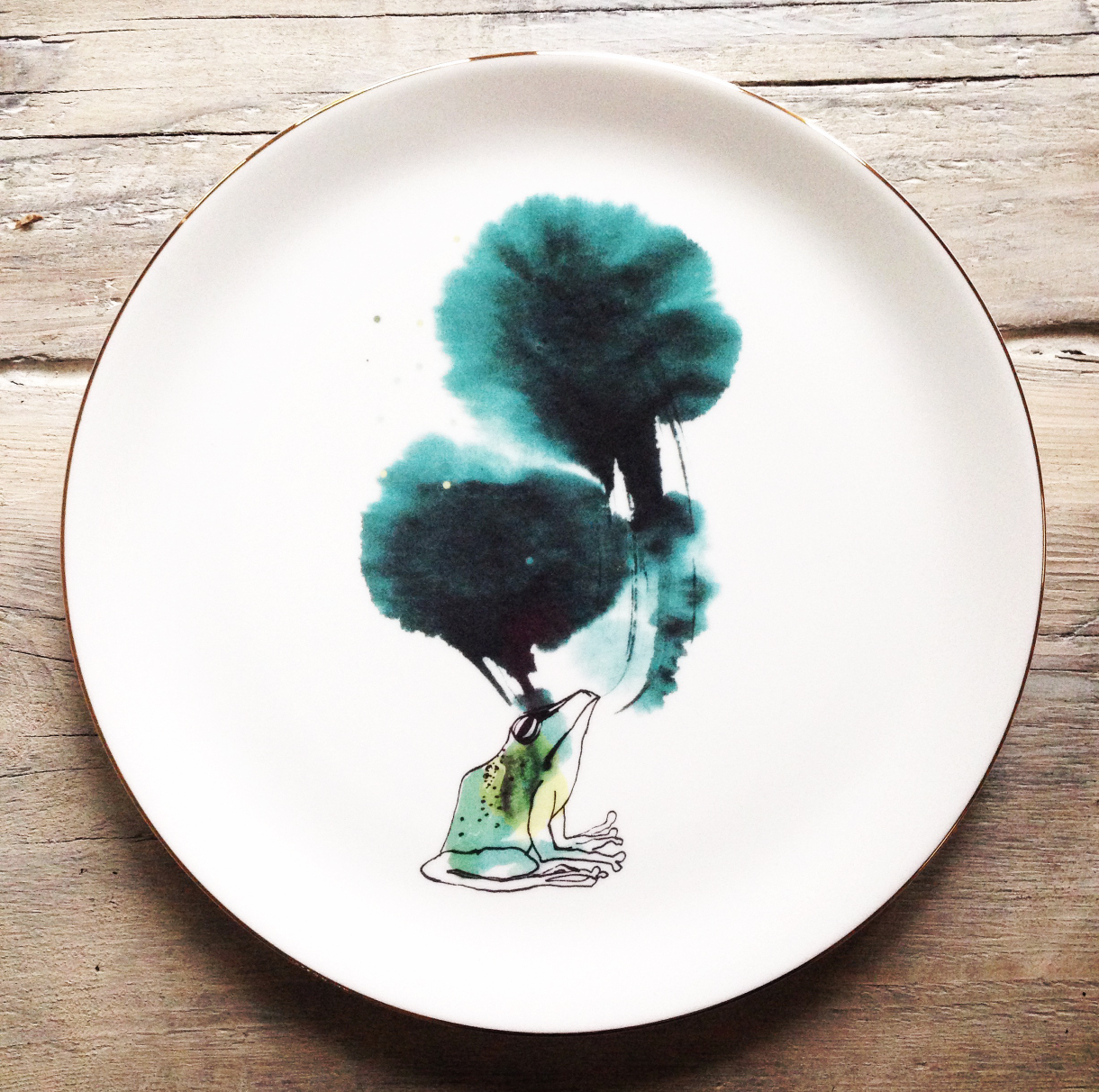 large fine bone china frog illustrated plate serving