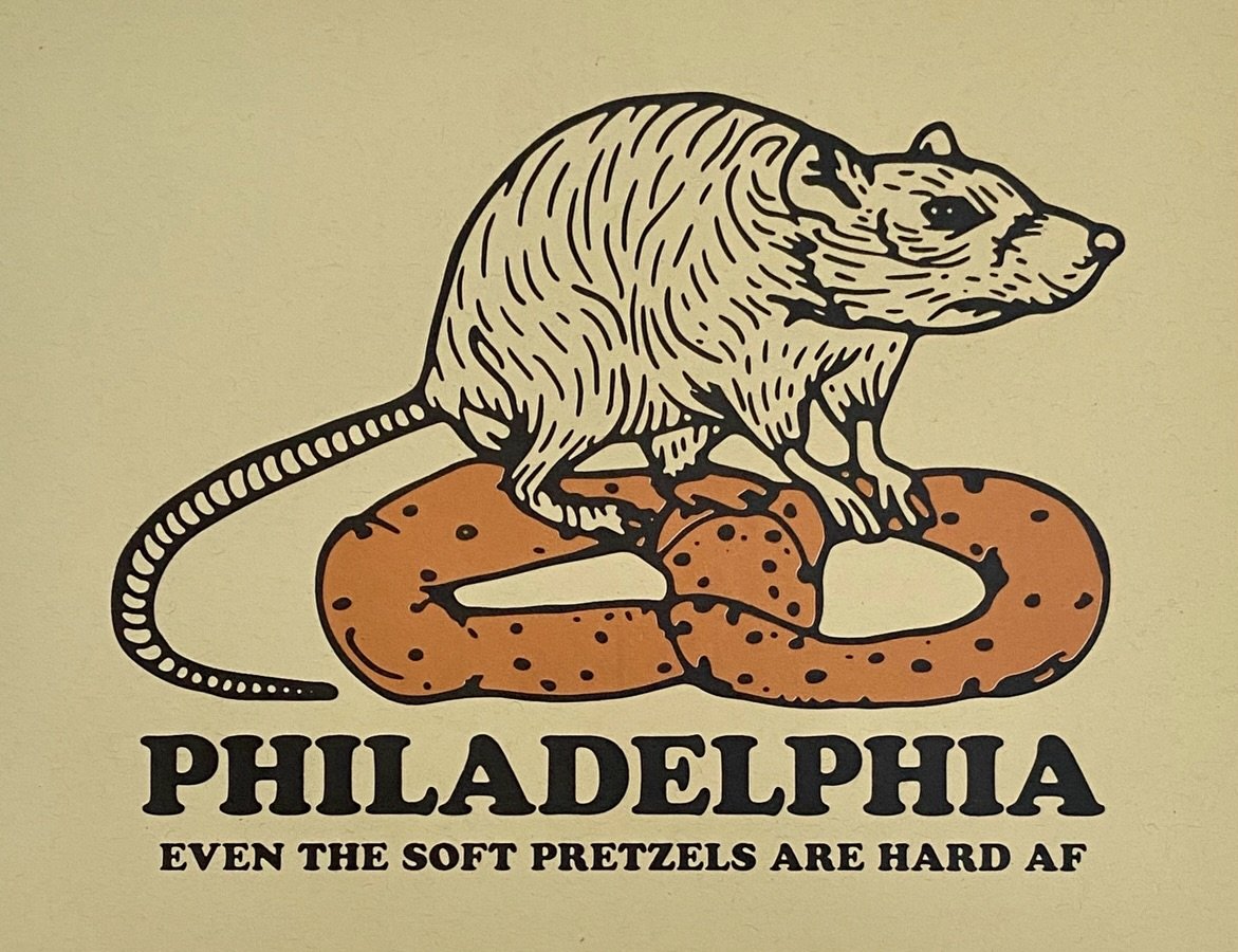 They&rsquo;ve multiplied! We printed a new batch cause y&rsquo;all just can&rsquo;t get enough 🐀 
.
.
.
#screenprinter #illustration #philly #rats #softpretzels