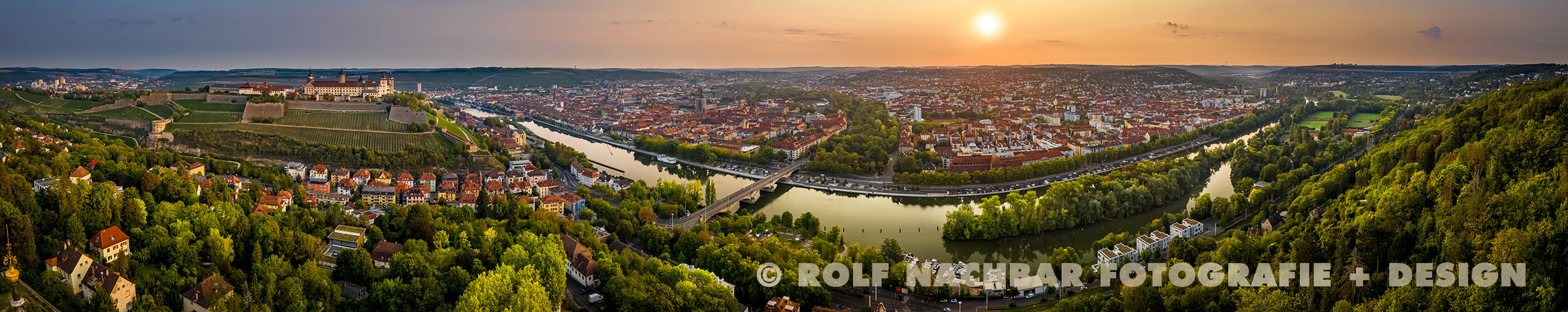 Würzburg Panorama vom Kippele mit Blick auf die Sanderau