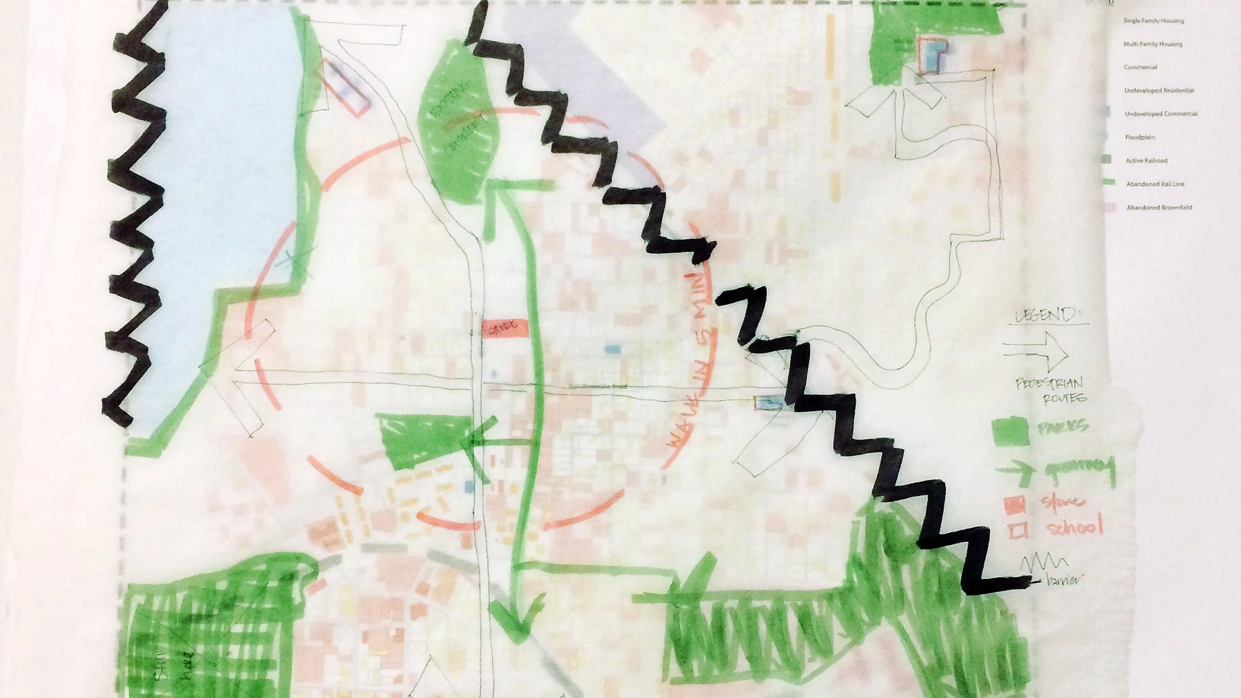 In an urban planning exercise, the students' neighborhood revitalization proposed design.