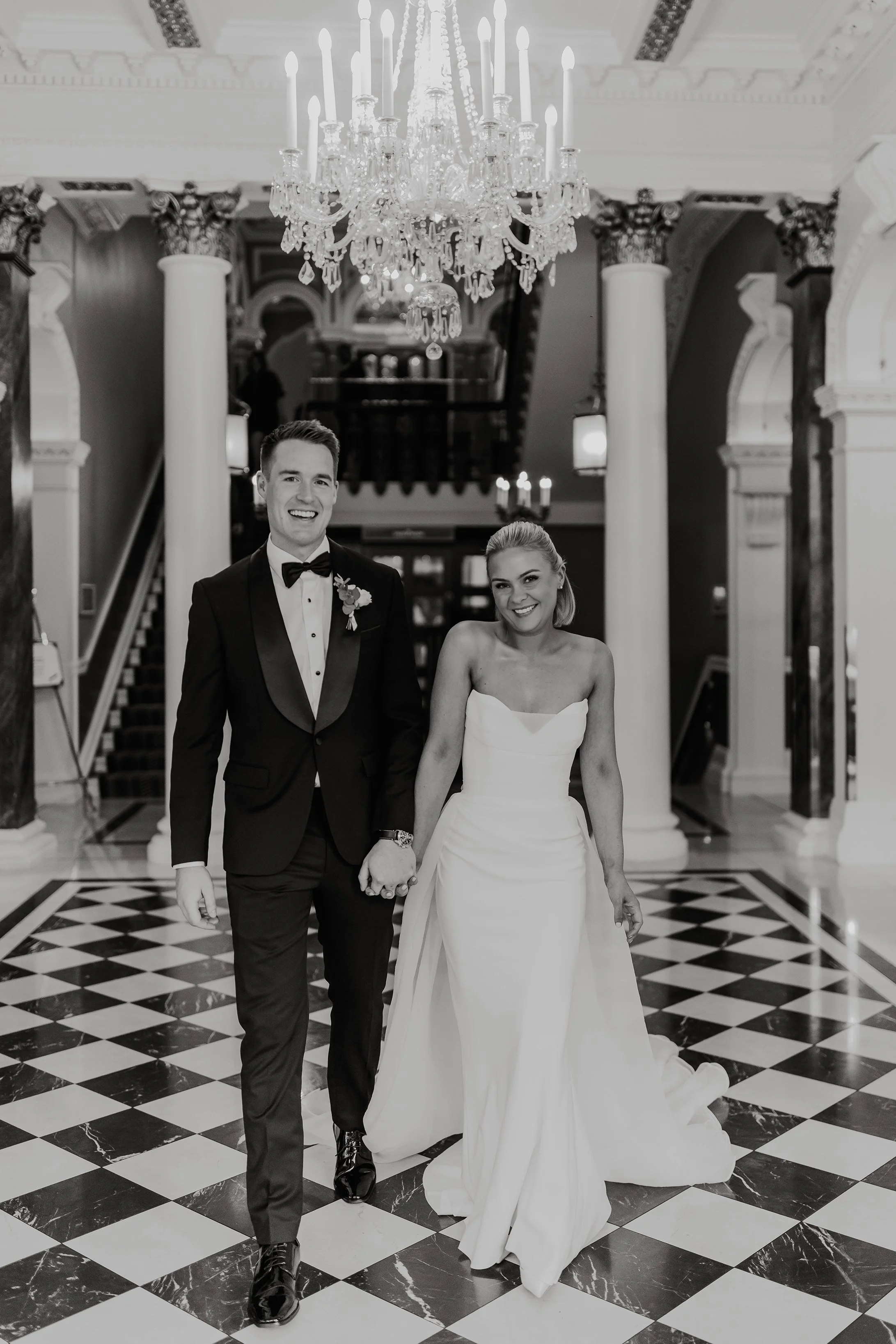 Elegant couple portrait at The Shelbourne Hotel Dublin, captured by a Dublin wedding photographer in soft natural light with timeless, luxury interiors.