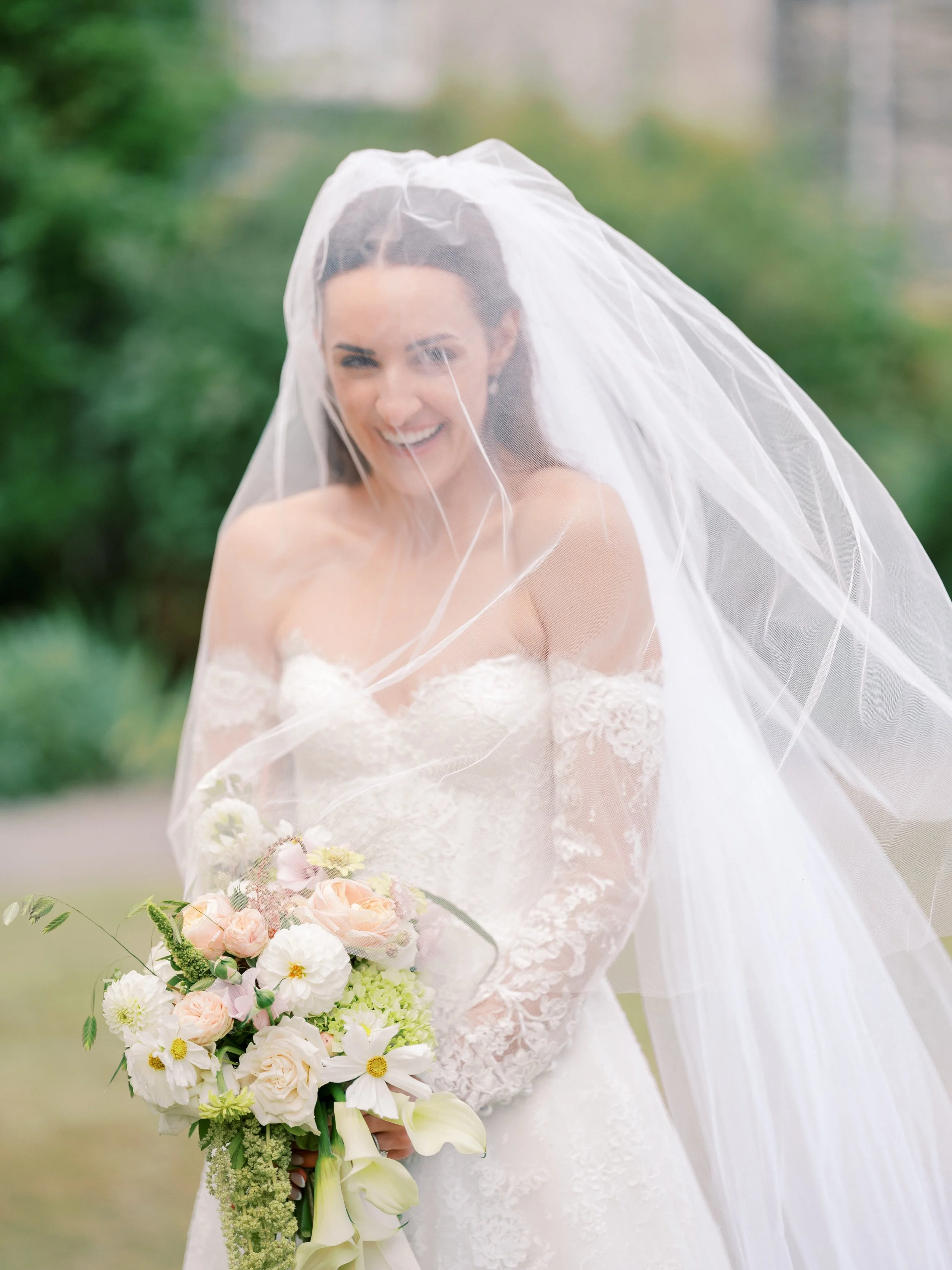 Julia wore her mother&rsquo;s veil, such a beautiful and meaningful touch, carrying a little piece of her mother&rsquo;s love into her own wedding day. 🤍 One of the most joyful brides, Julia, at @luttrellstowncastleresort
.
.
.
.
.
.
.
Team on the d