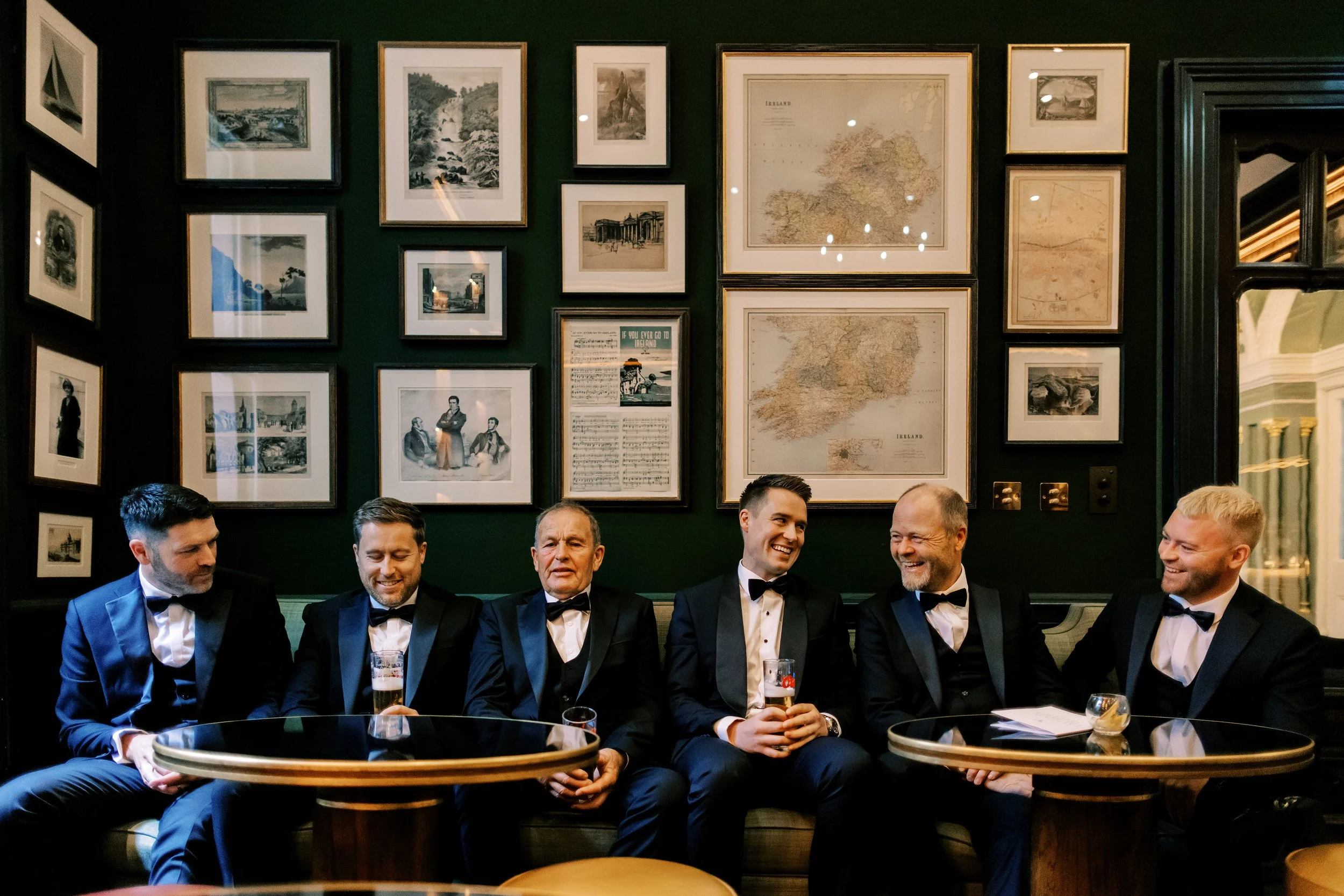 The Shelbourne BAr Groom Group shot Guinness