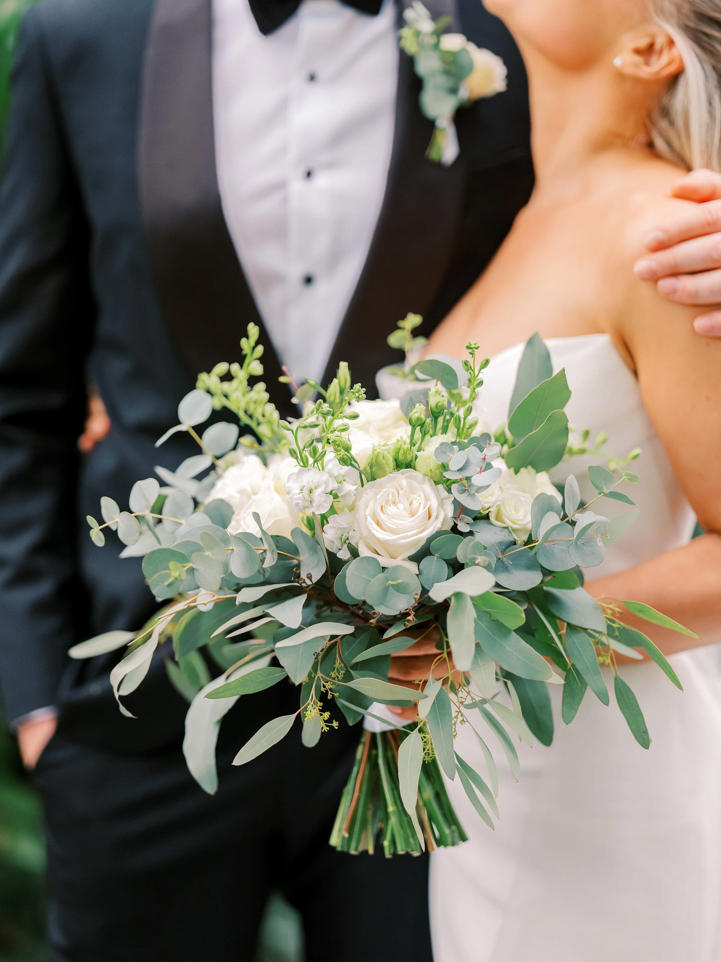 Newlywed couple portrait in St. Stephen’s Green by a Dublin wedding photographer, just steps from The Shelbourne Hotel.