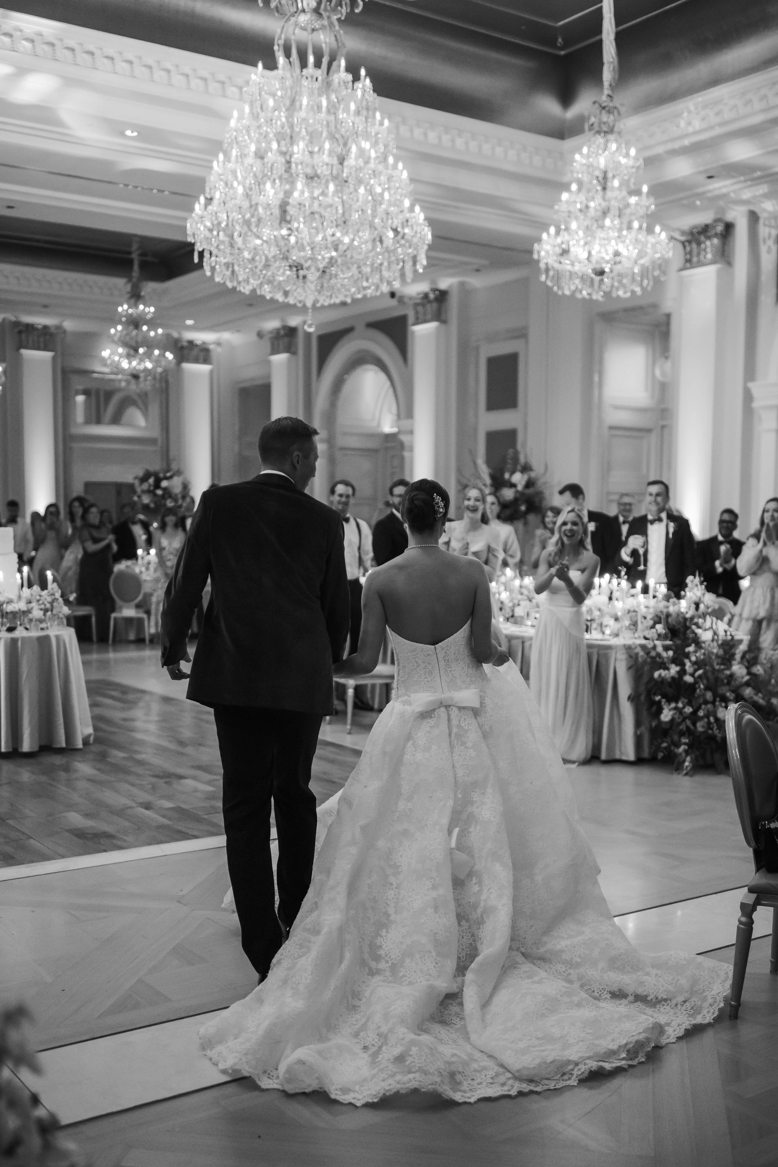 American Couple marry and enter the room in Adare Manor Castle Ireland