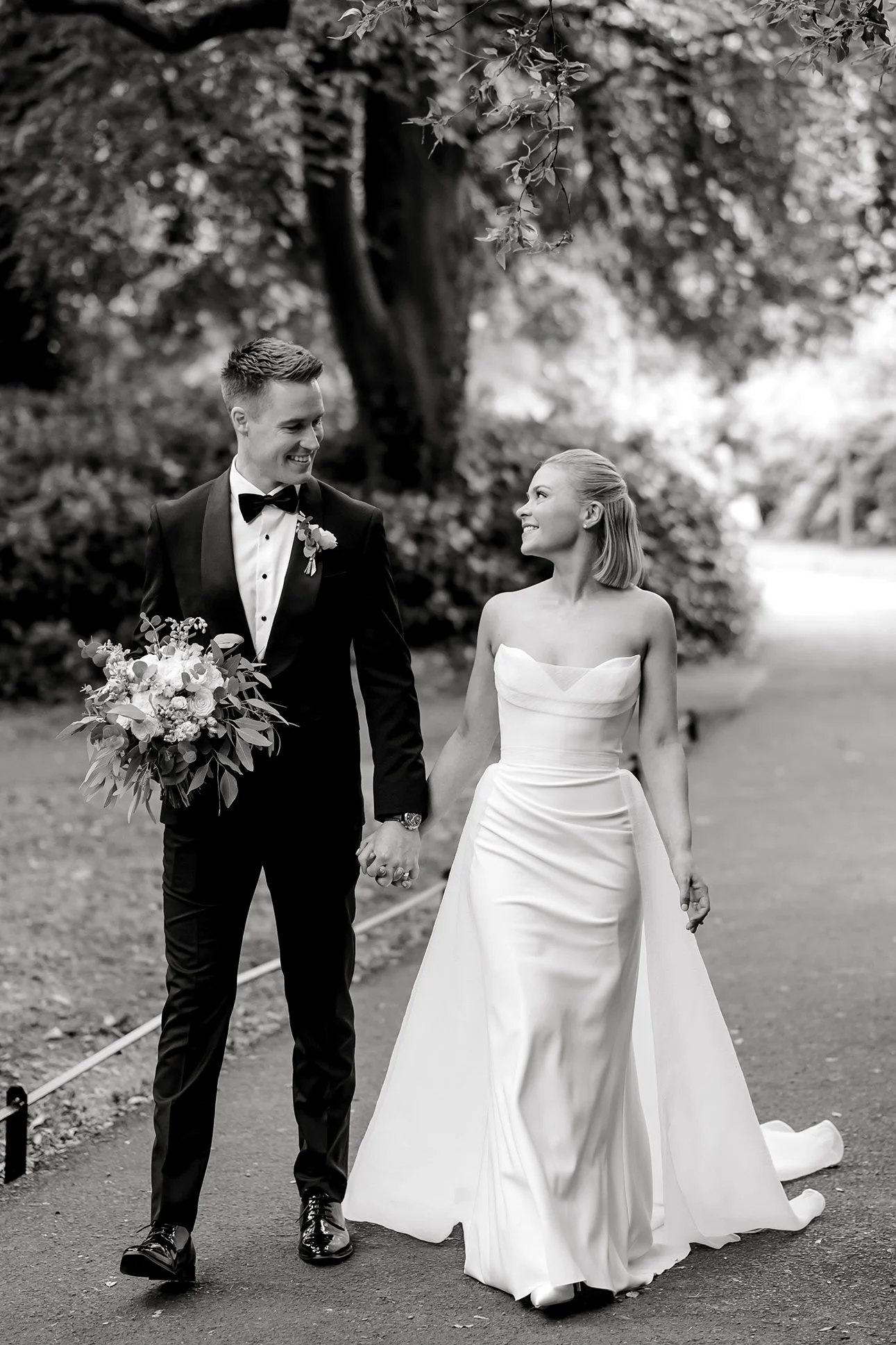 Romantic city wedding portrait at The Shelbourne Dublin, just steps from St. Stephen’s Green, highlighting timeless elegance and natural light.