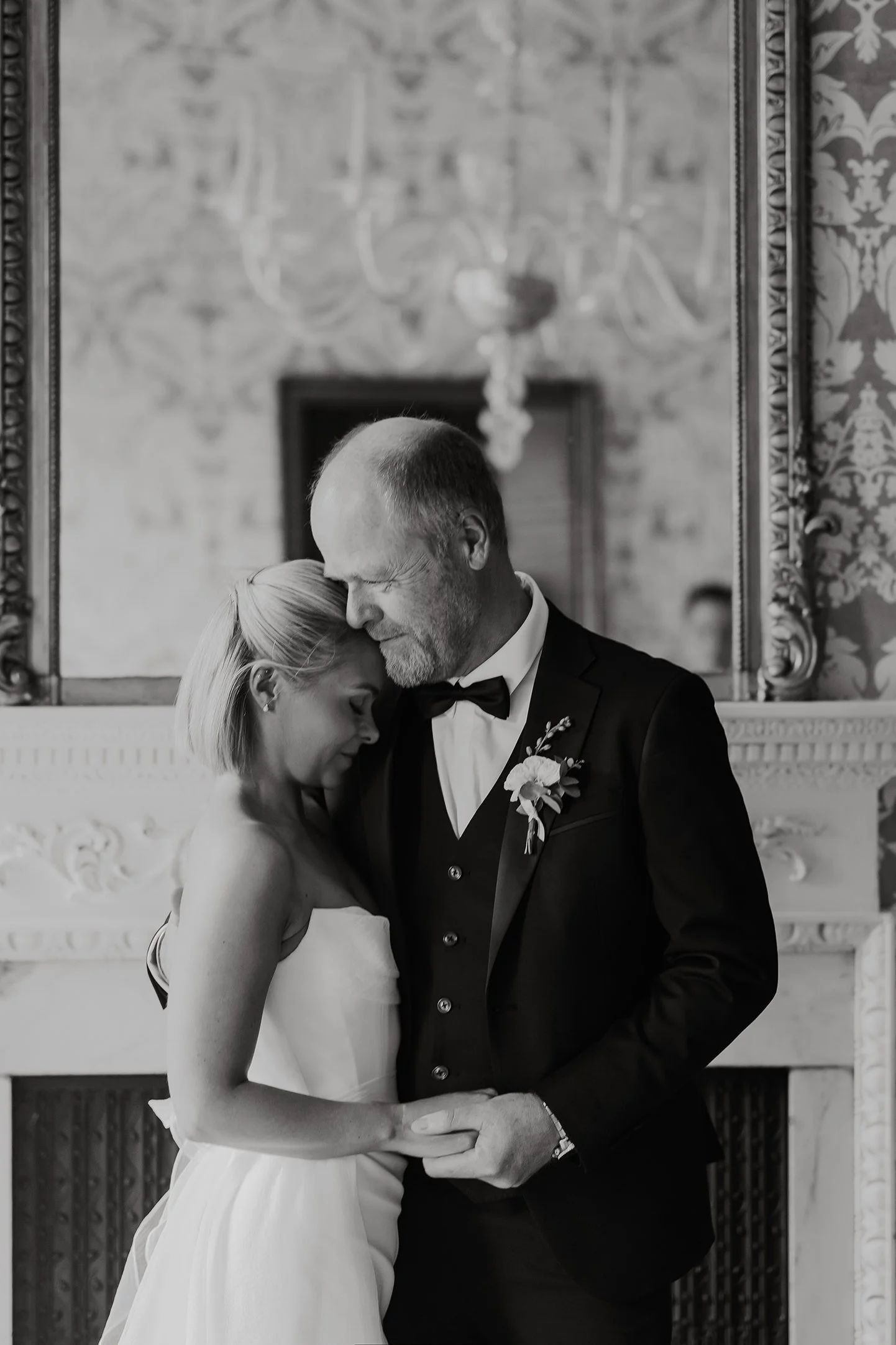 Emotional father of the bride moment at The Shelbourne Hotel Dublin, captured during an intimate luxury wedding ceremony.