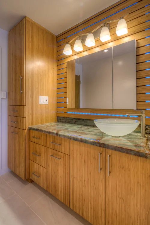 Oahu Bathroom Remodel - Bamboo Cabinets and LED Lights — Moorhead ...