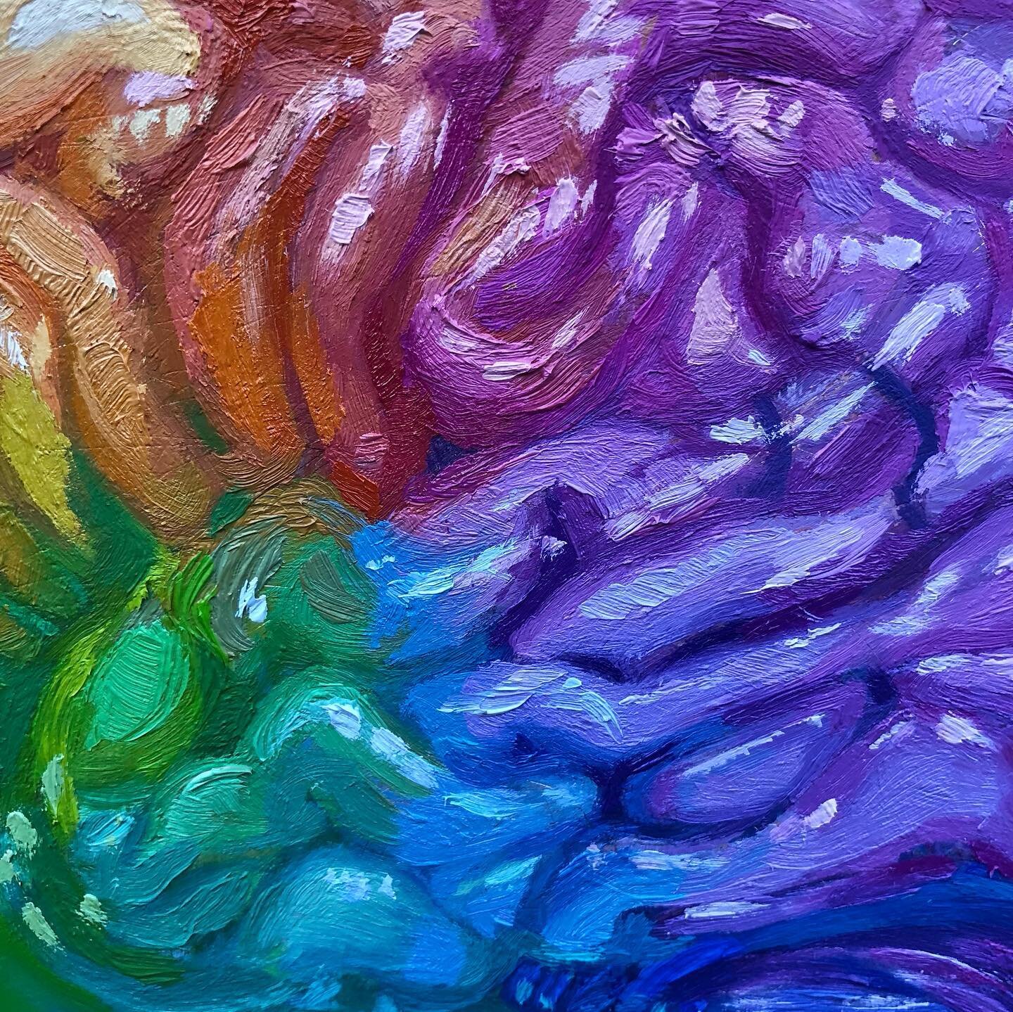 For auction! Go to @outhouse_dublin to register to bid for Neuroqueer, 24x18cm, oil. 
This rainbow brain is my homage to Dr. Walker's writing on &lsquo;neuroqueering&rsquo;. 
As a queer and neurodivergent artist I love this term. 

The term 'neuroque