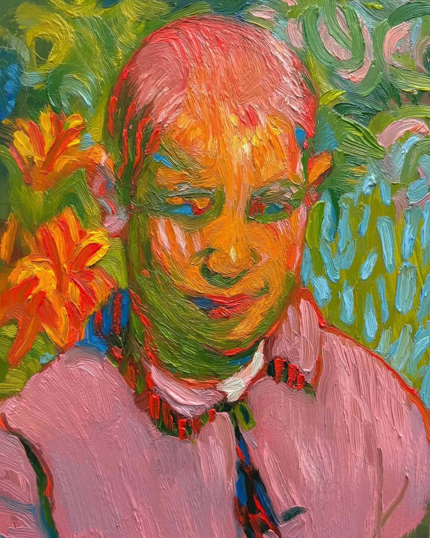 A colour study in oil of &lsquo;Otti&rsquo; by Cuno Amiet, 1894. 
Getting to relish every delectable detail of the original as I fumbled along attempting to replicate it was both an enlightening and humbling journey. 
I realised pretty early on that 