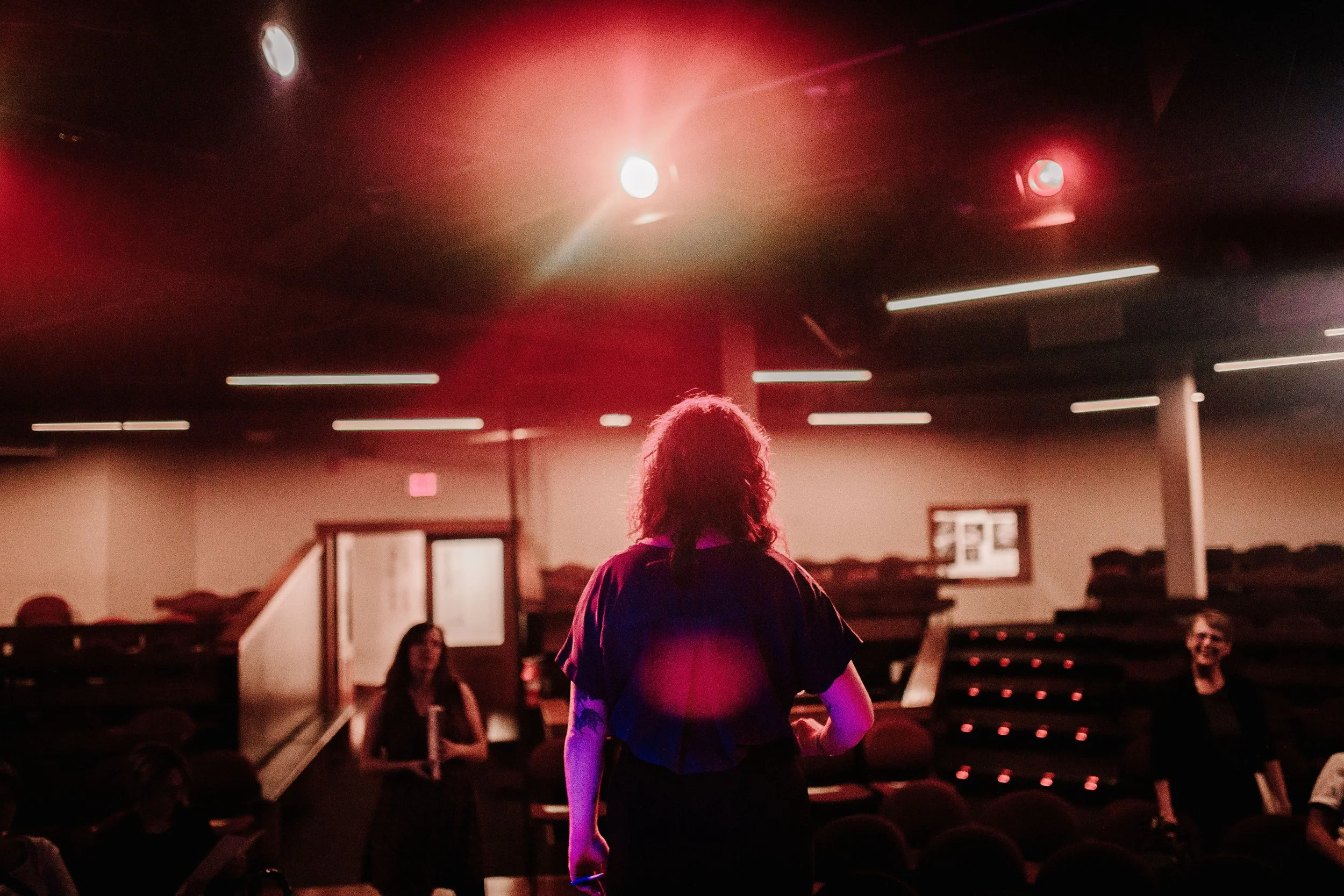 Patti on stage at The Moth