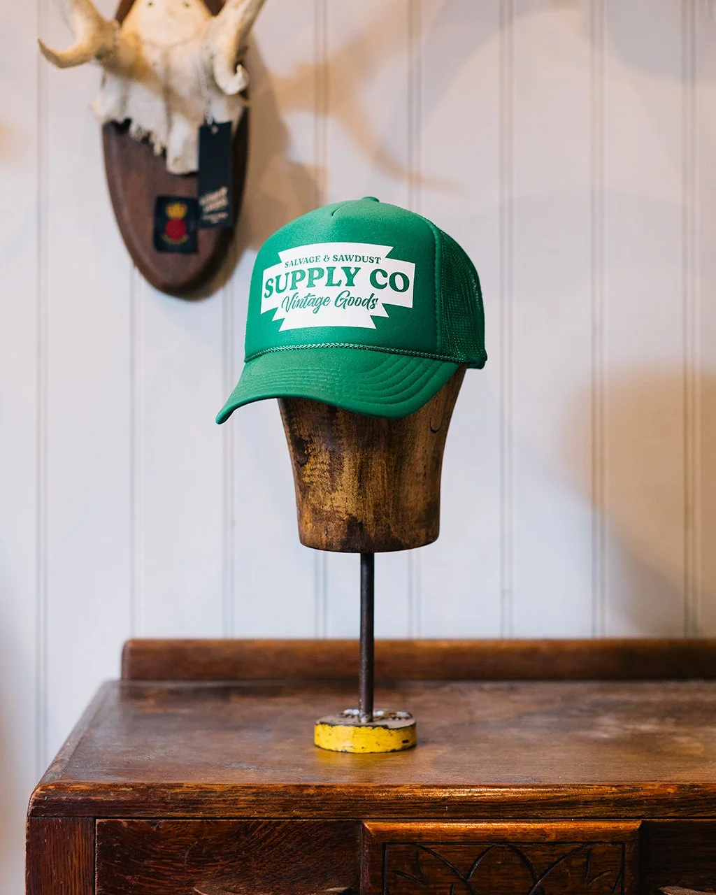 Salvage & Sawdust Vintage Goods Trucker Cap (Emerald Green)