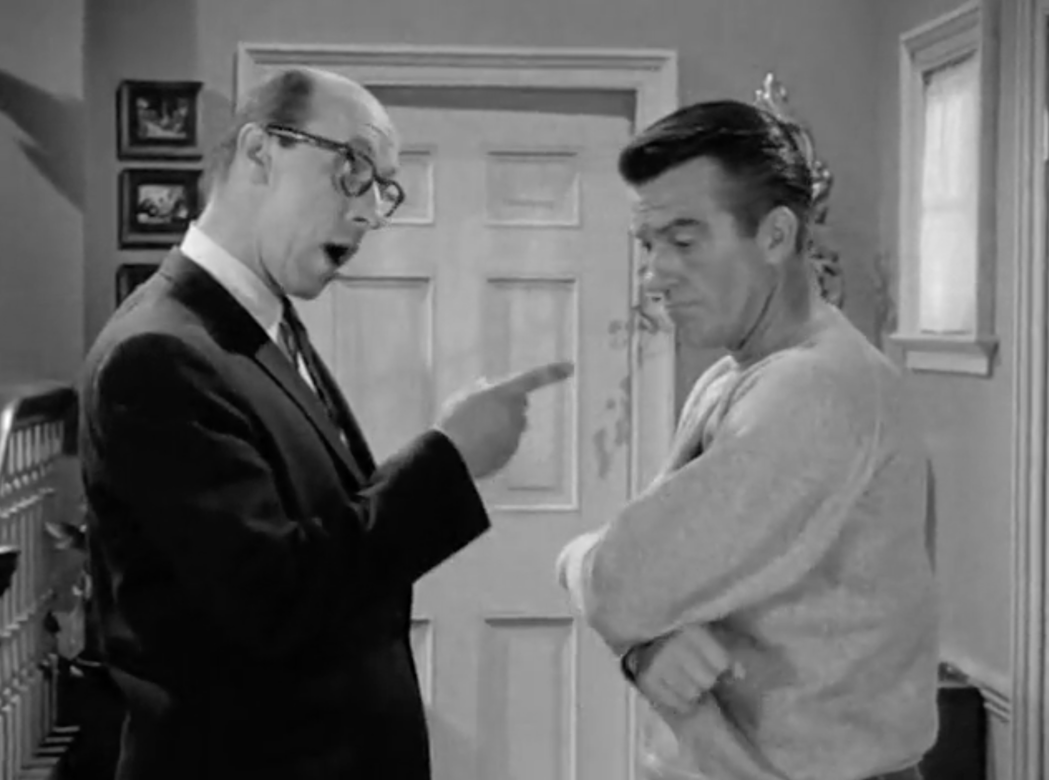 Mr. Baxter is BACK - as Fred Rutherford, Ward's work bully. Note: Ward's body language.