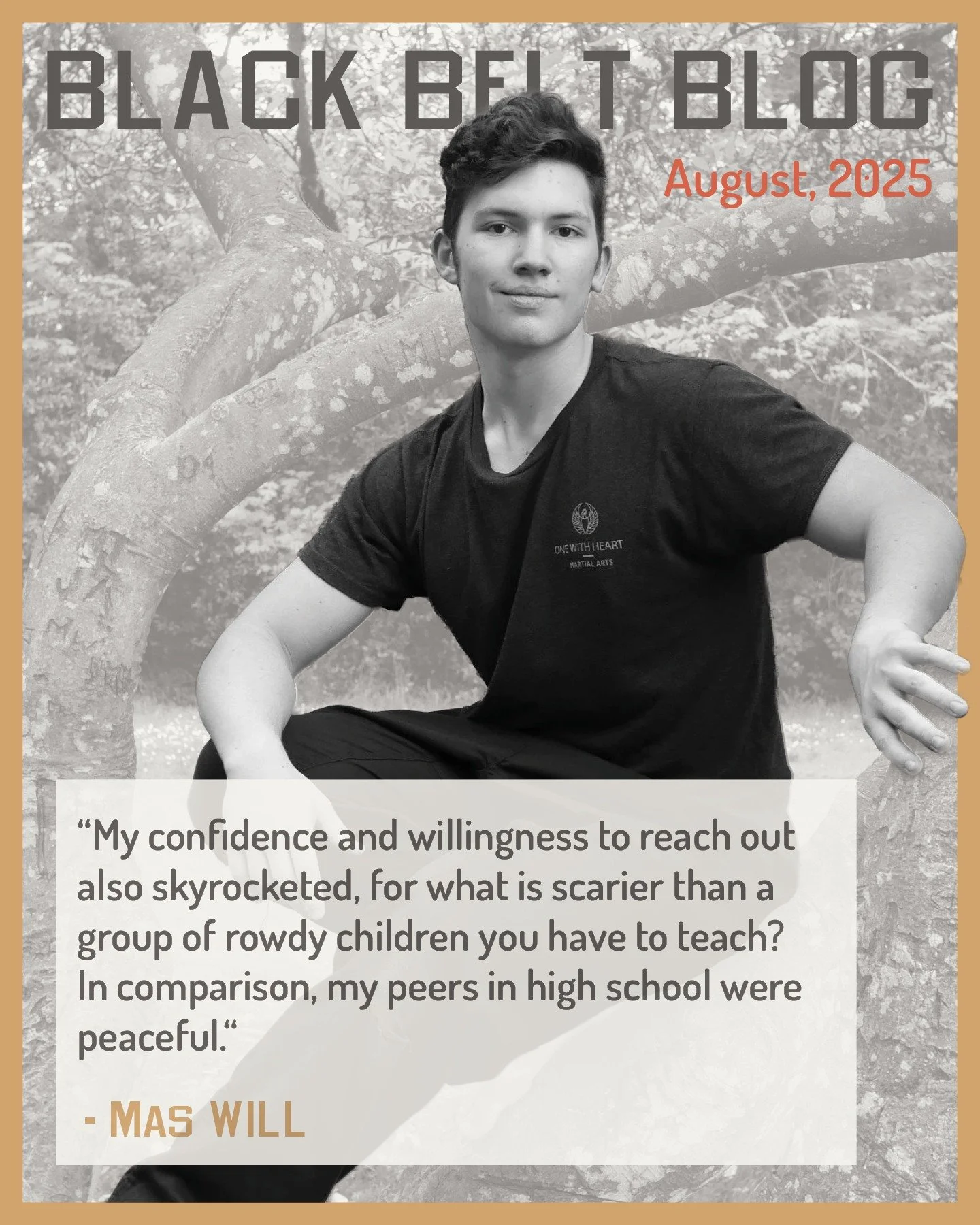 Last month we featured Mas Will, a valued member of our community, on our Black Belt Blog. Mas Will wrote about his experiences transitioning from student to teacher at only 13 years old. Now, Mas Will is off to college and we couldn't be more proud 