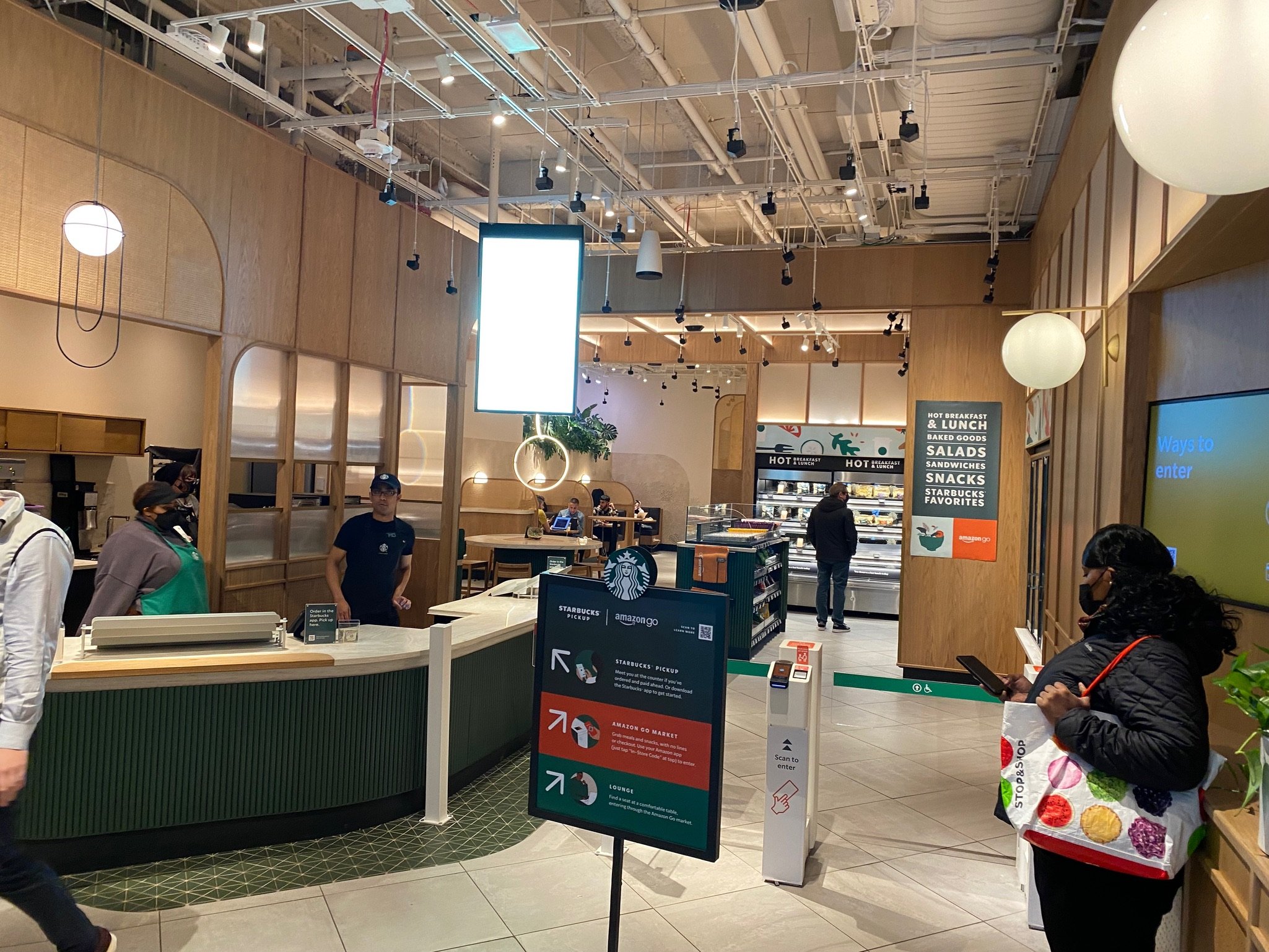 Interior of Starbucks Pick/up Amazon Go entry