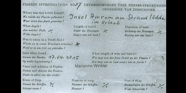 Message in a Bottle At Sea 100+ Years