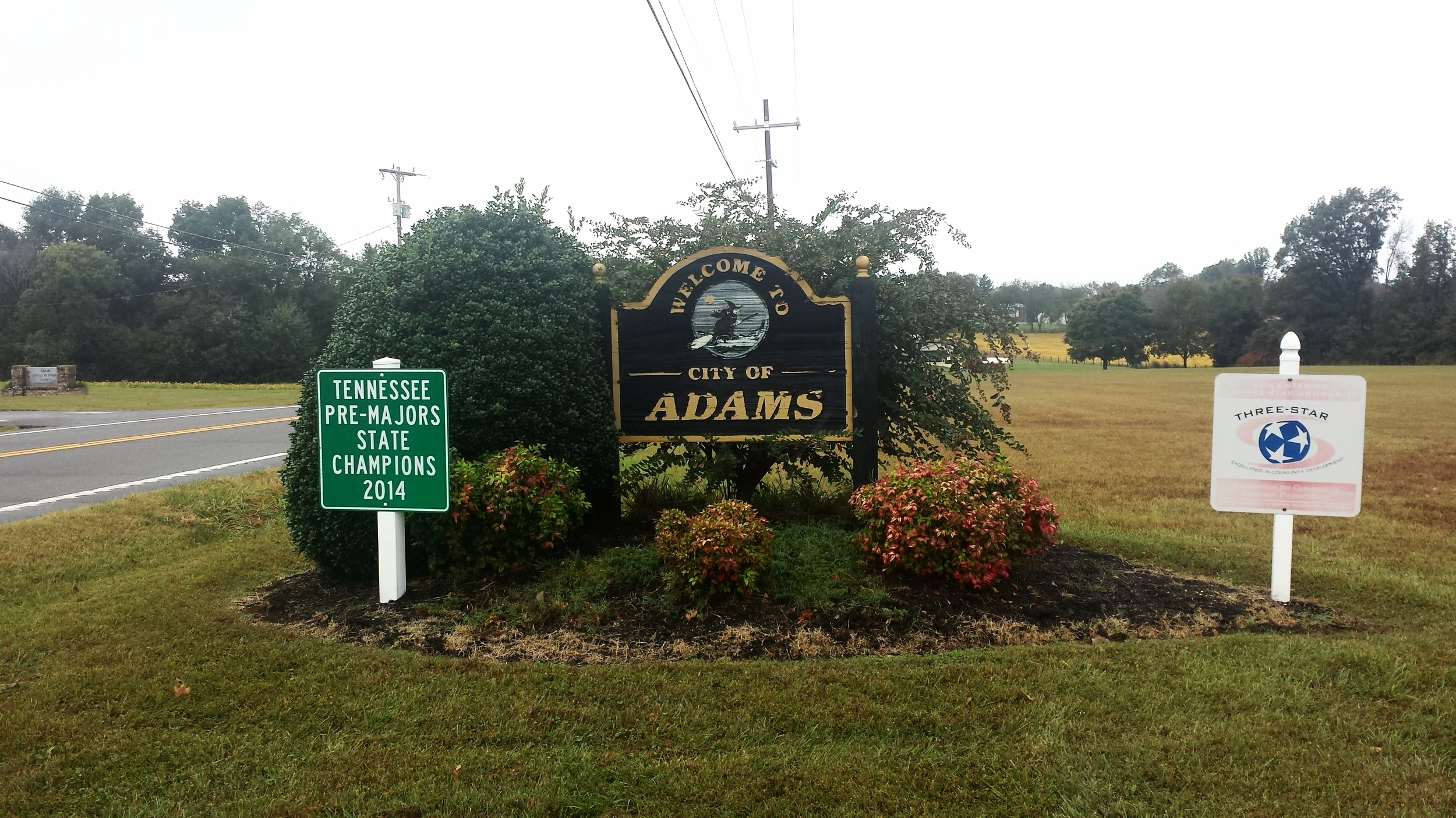 Entrance to the town of Adams, TN