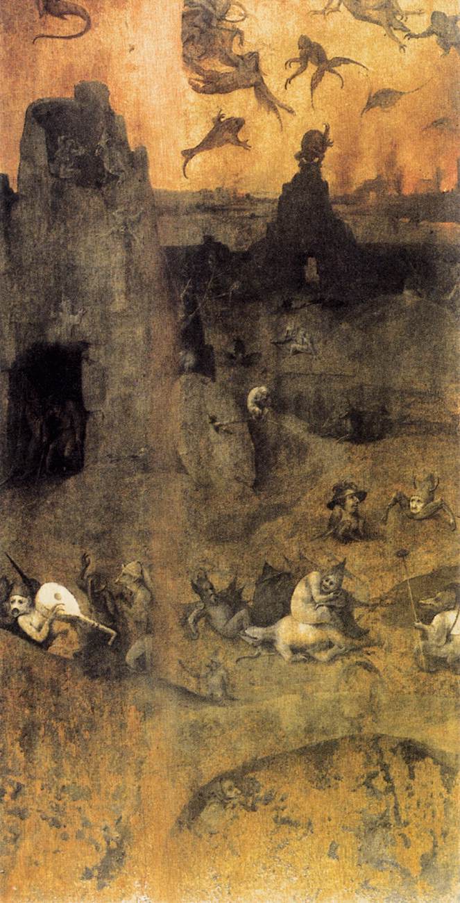 From Wikipedia: T he Fall of the Rebel Angels by Hieronymus Bosch is based on Genesis 6:1-4 . Fragment (inner-left wing) of a triptych.