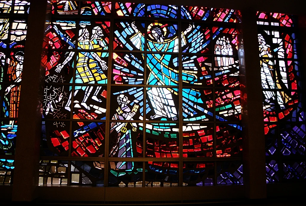 Detail of some of the stained glass at the main mausoleum at Resurrection Cemetery, Justice, IL, from the website, fantasyglass.net , where they list it as one of the "5 Best Stained Glass Pieces in the U.S."