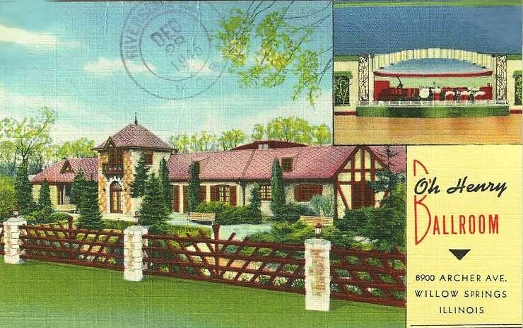  Postcard of the old Oh Henry Ballroom, postmarked December 28, 1945, before it became the Willowbrook Ballroom &amp; Banquets. 