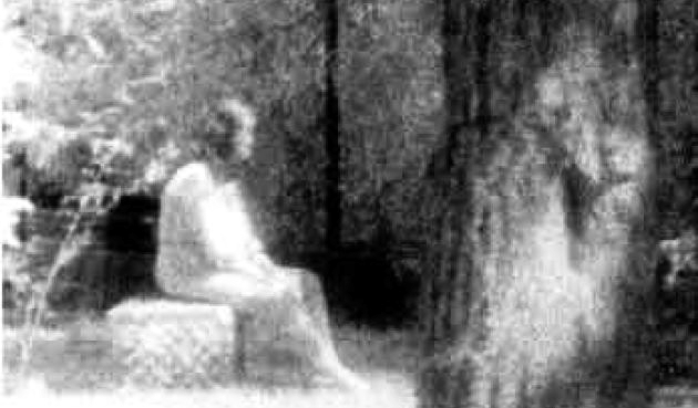  Infrared photo of the "Madonna of Bachelor's Grove" taken by clairvoyant Judy Huff-Felz on August 10, 1991.&nbsp; From  chicagohauntings.com &nbsp; 