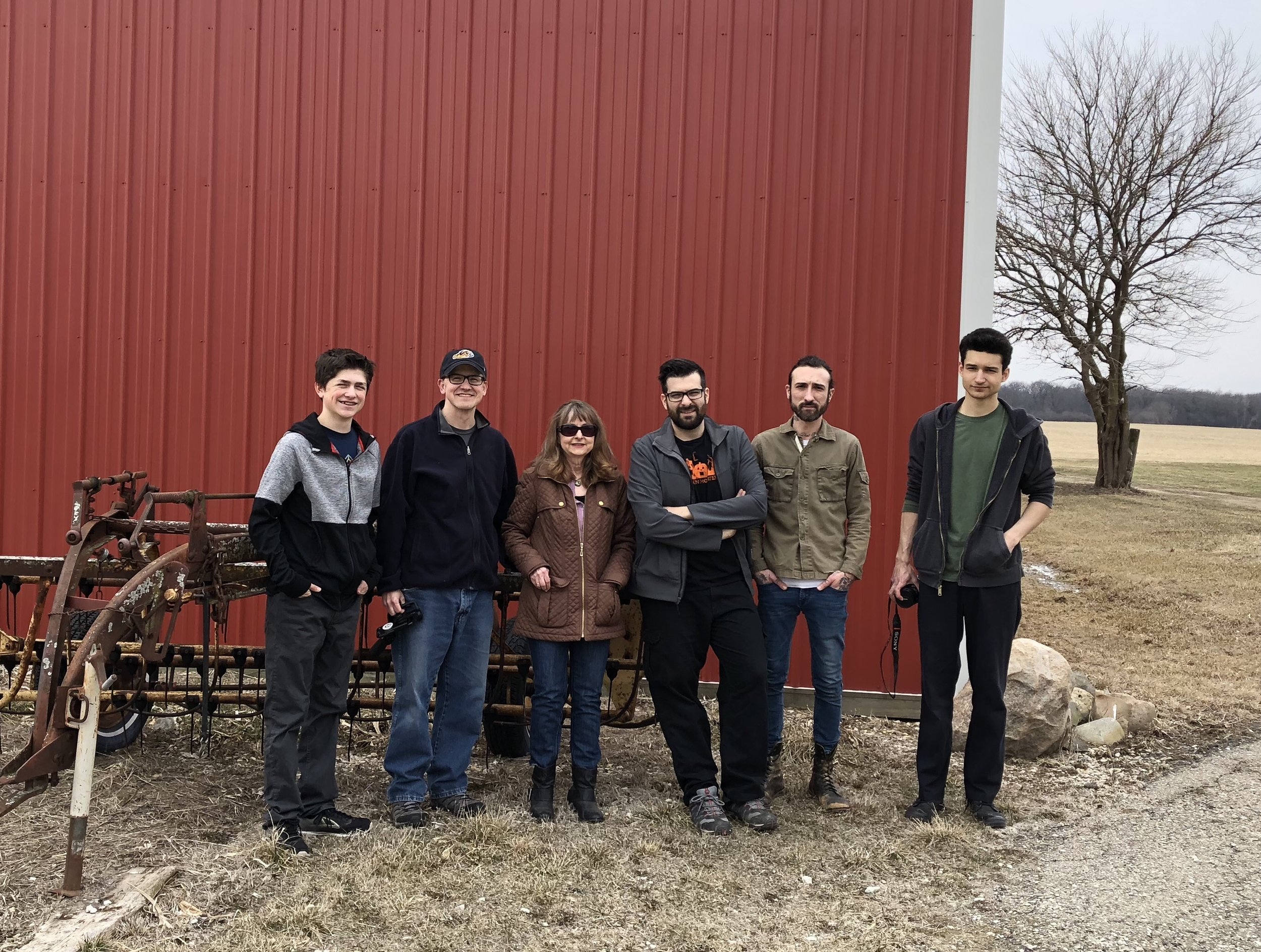  “The Bray Road Beast” film crew, with author Linda Godfrey, left of center 