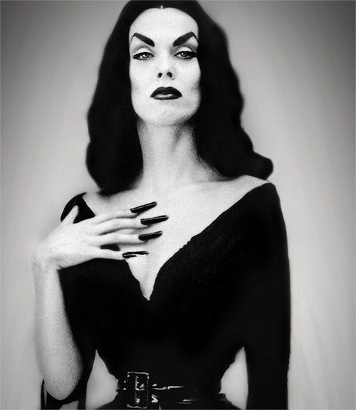 Finnish actress Maila Nurmi, TV’s original Horror Host known as “Vampira” and also a former Guinness World Record holder for smallest waist.